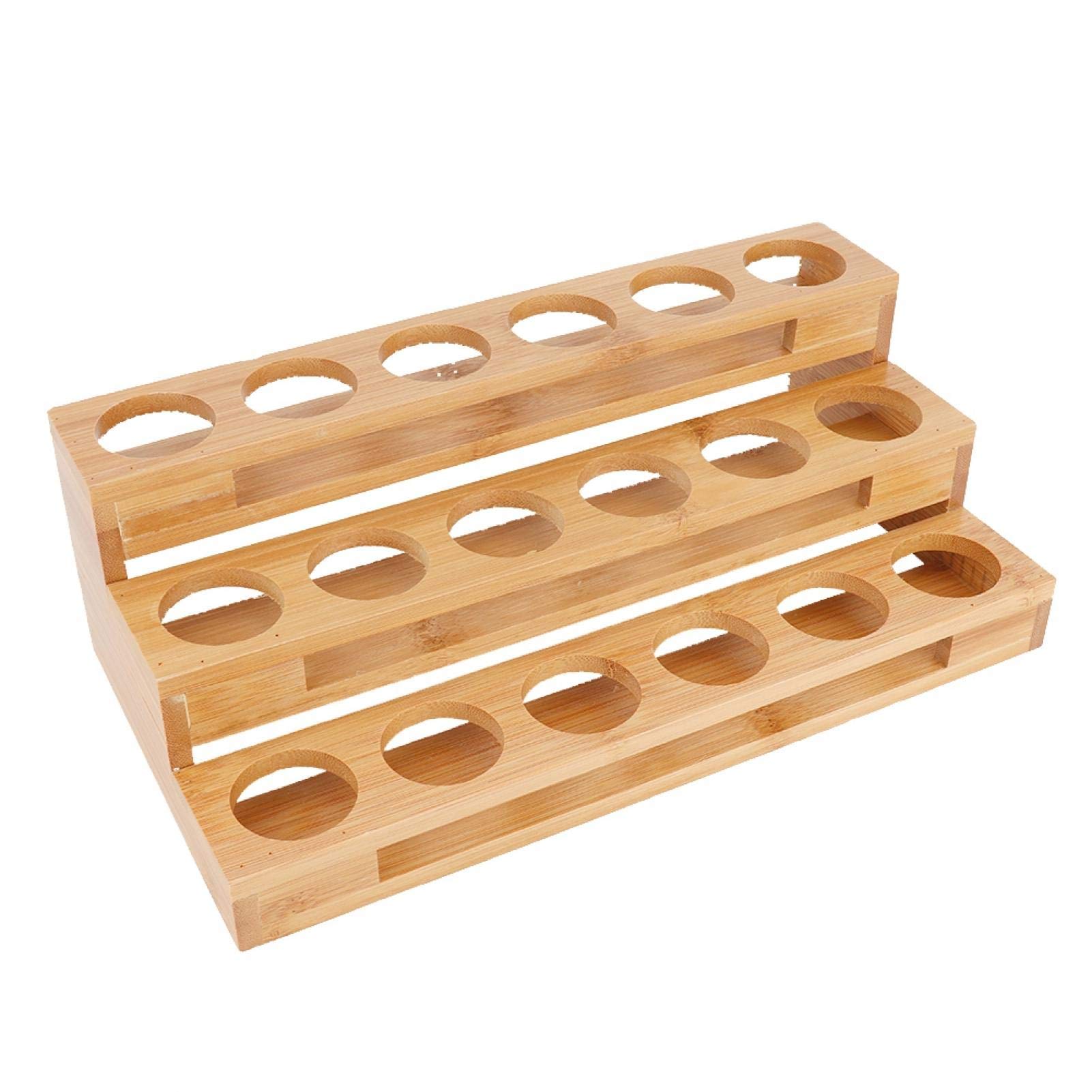 Cosiki Essential Oil Bottle Display Stand - Wooden Storage Rack for Essential Oil Droppers & Tubes - Perfect for Living Room, Spa, Yoga Studio & Aromatherapy Station