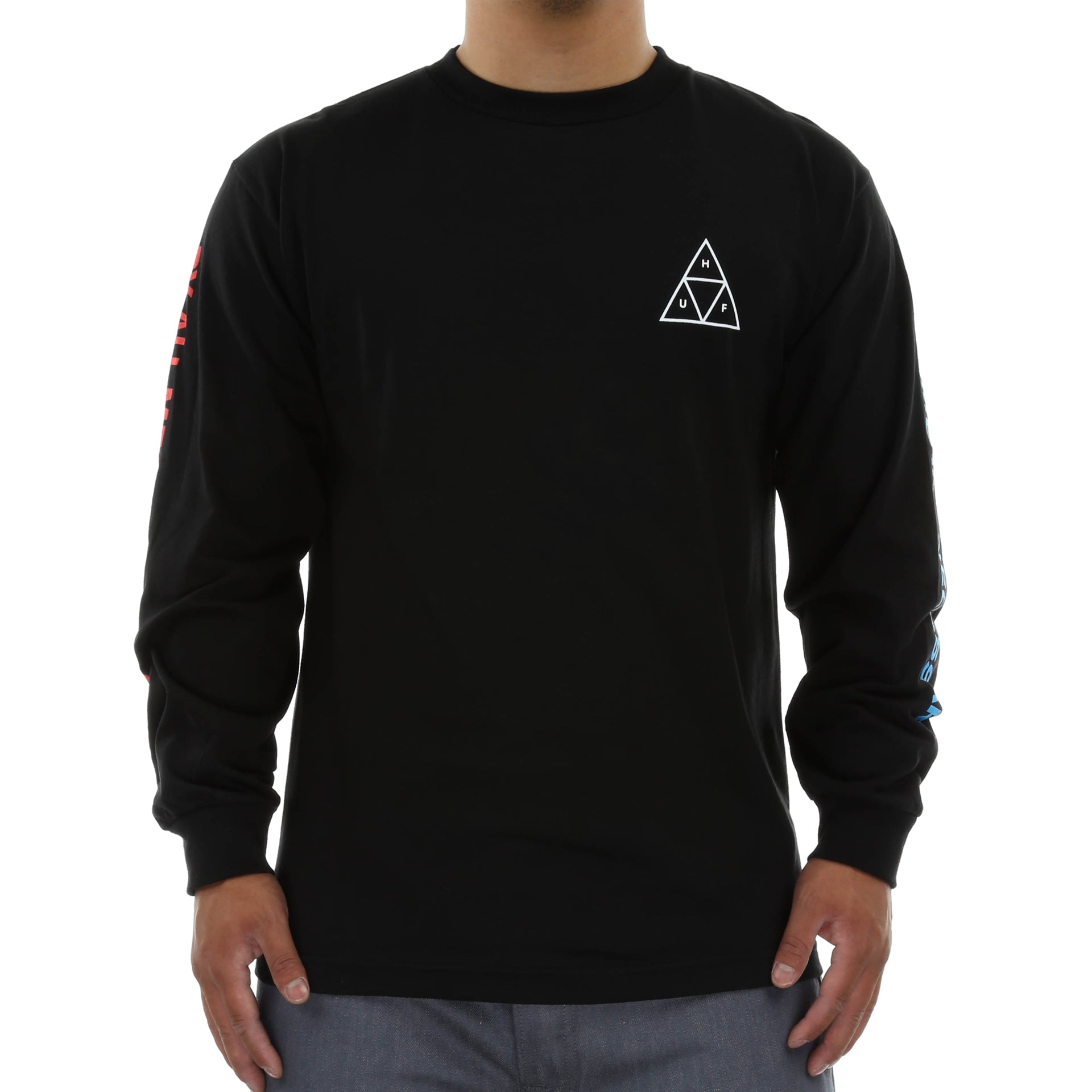 Huf Multi Triple Triangle Long Sleeve T-Shirt for Men - Black | Streetwear Fashion, Skate Style, Casual Wear for Everyday Comfort