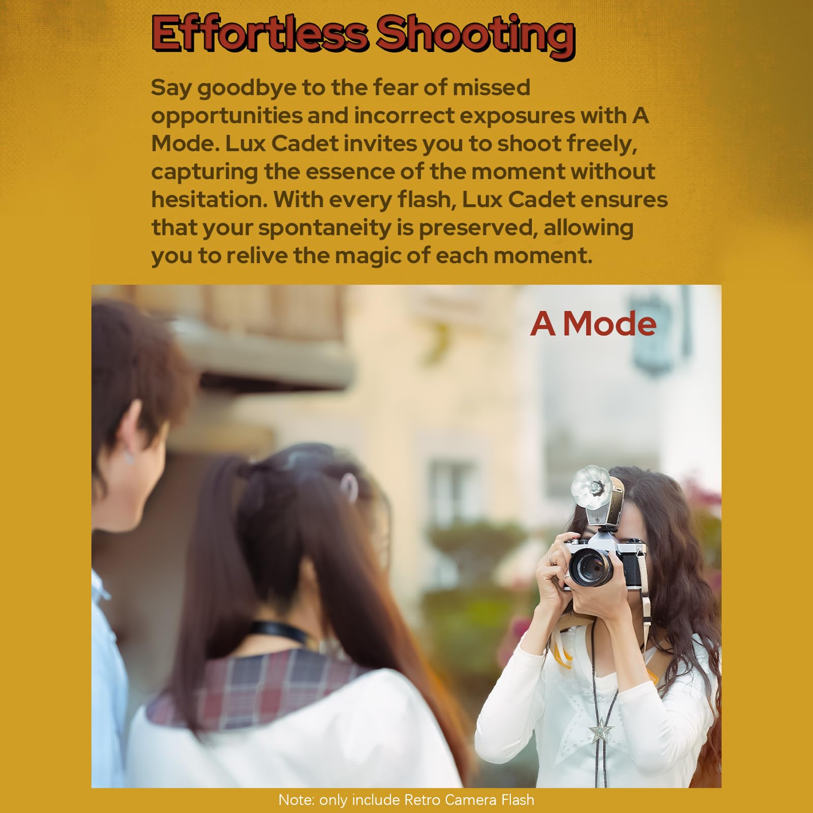 HUIOP Lux Cadet Camera Flash GN10 - 6200K±300K Color Temperature, Auto & Manual Flash Modes, 1/1-1/64 Power, 28mm Focal Length - Compatible with Canon Film Hot-Shoe Cameras - Perfect for Portrait, Wedding, and Studio Photography