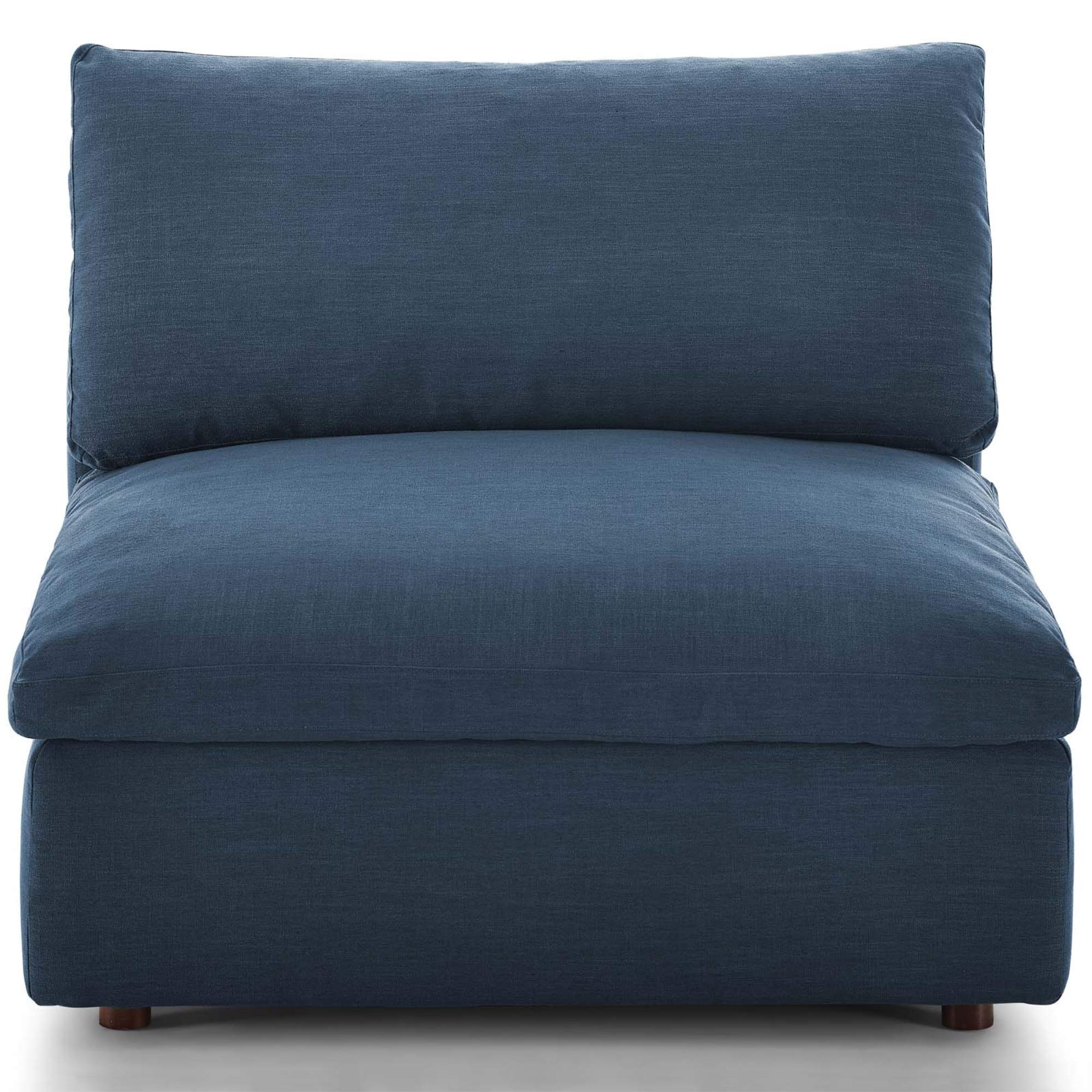 Ergode Commix Armless Chair - Plush Comfort Sofa with Soft Polyester Upholstery & Solid Wood Frame | Cotton Down Cushions for Living Room, Family Room, Game Room | Azure Blue Modern Accent Chair for Home Office, Reading Nook & Small Spaces