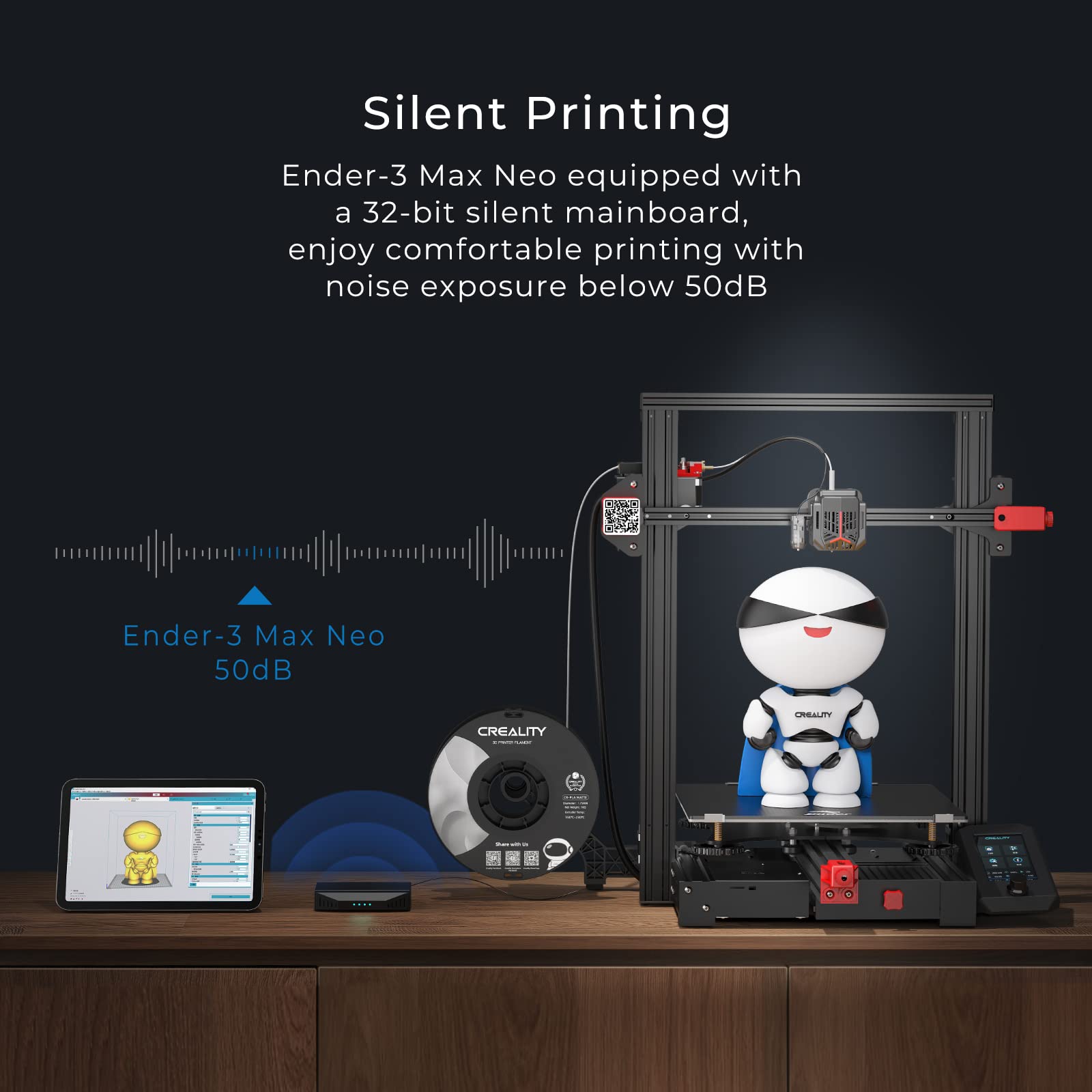 Creality Ender 3 Max Neo 3D Printer with CR Touch Auto Leveling | Dual Z-Axis & Full-Metal Extruder | Silent Mainboard & Filament Sensor | Large Print Size 11.8x11.8x12.6in | Perfect for Home DIY, Prototyping & Educational Projects