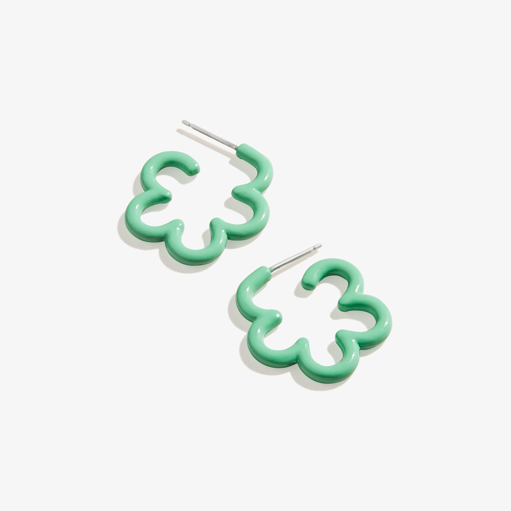 Floral Huggie Hoop Earrings for Women - Mint Green Dainty Floral Earrings for Everyday Wear, Gift for Her, Wedding, Party & Date Night