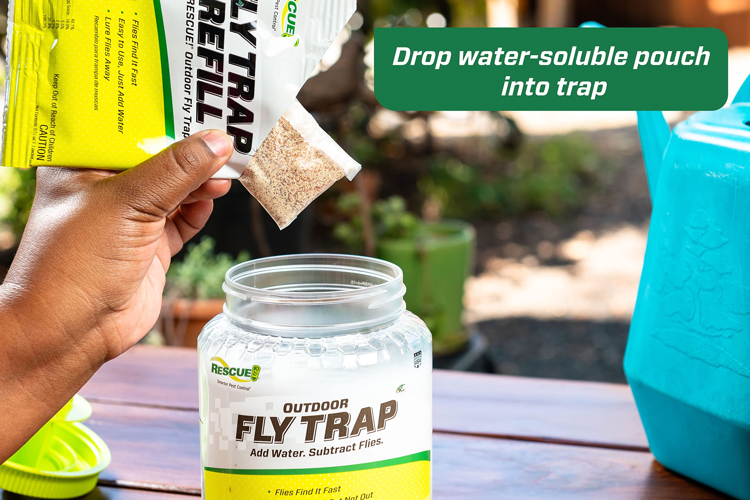 RESCUE! Outdoor Fly Trap - Reusable Hanging Fly Catcher for Backyard, Garden & Patio - Natural Fly Control for Outdoor Spaces