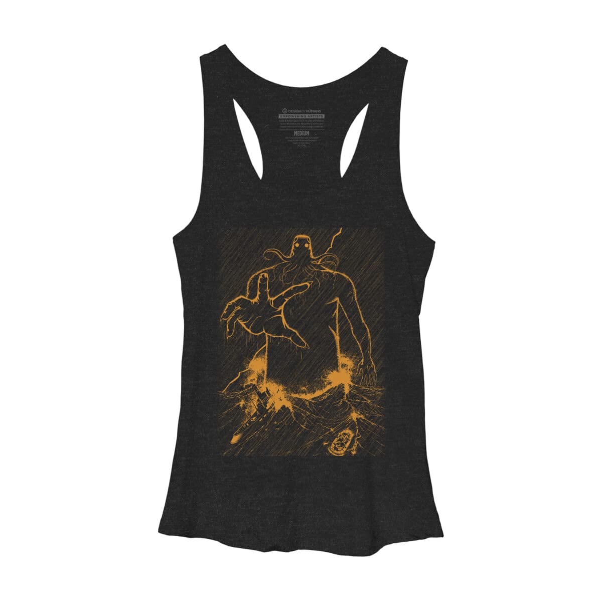 Design By Humans Women's Cthulhu Rises Racerback Tank Top - Soft Cotton Graphic Tee for Casual Wear, Gym & Summer Outfits