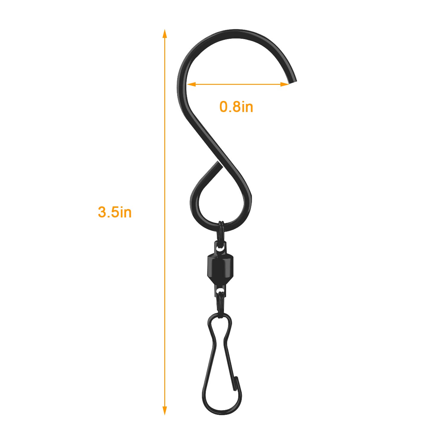 6 Pack Black Swivel Hooks for Wind Chimes, Hanging Plants, Wind Spinners & Crystal Twisters - Heavy Duty Hanging Clips for Birdcages, Pots & Party Decorations | Perfect for Outdoor Gardens, Patios & Home Decor