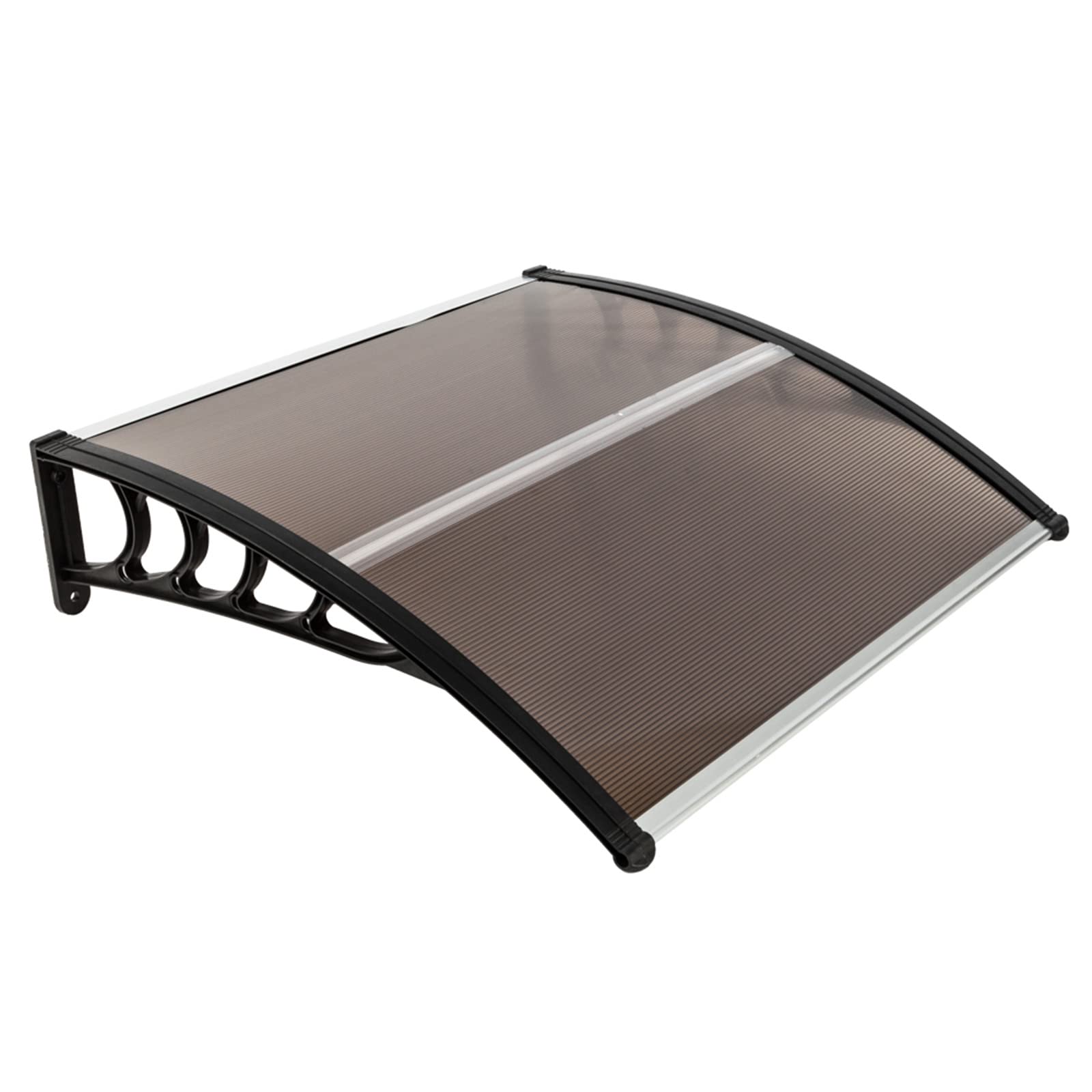 WiCCI 100 x 96 Inch Lightweight & Durable Outdoor Awning - Brown Fabric with Black Metal Bracket for Door, Window, Porch, Patio Cover & Entrance Shade Protection