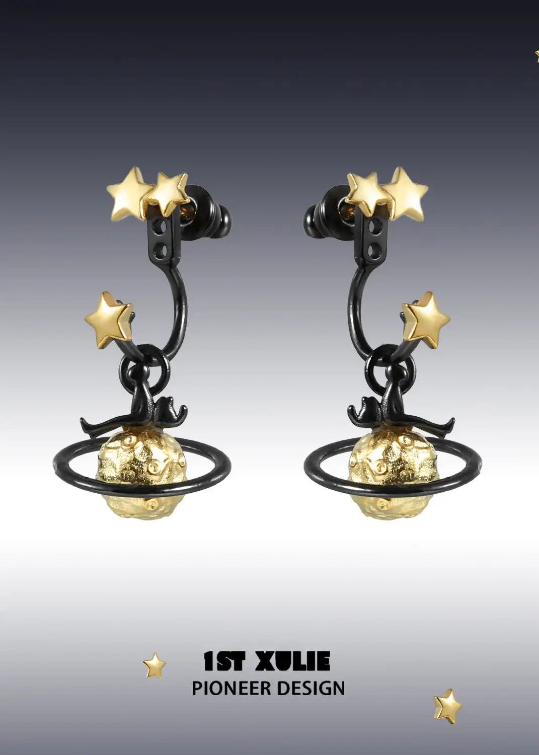A pair of black earrings