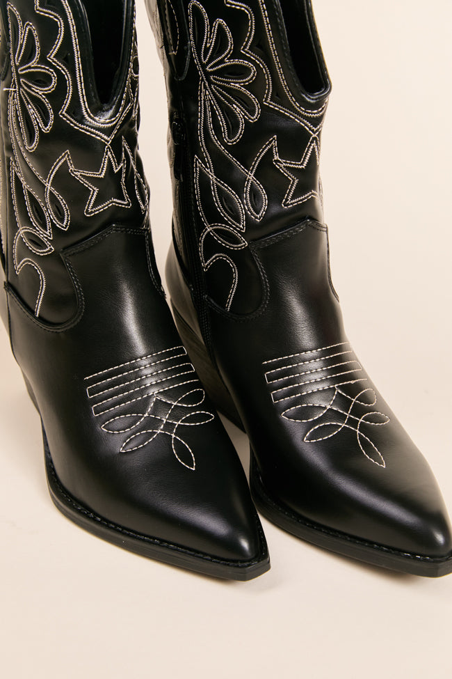 Elk Black Cowboy Booties for Women - Stylish Western Ankle Boots with Comfortable Heel - Perfect for Country Dancing, Rodeo, and Casual Outfits