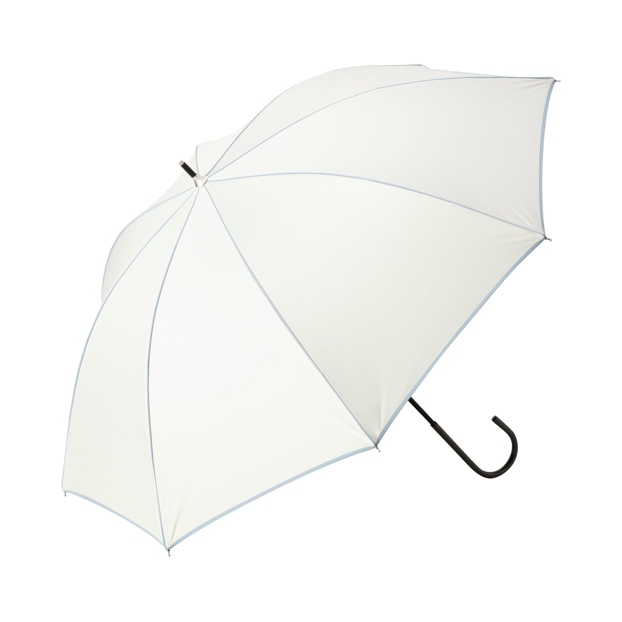 50cm White Blackout Piping Long Umbrella for Outdoor Rain Protection - Perfect for Walking, Commuting, and Travel