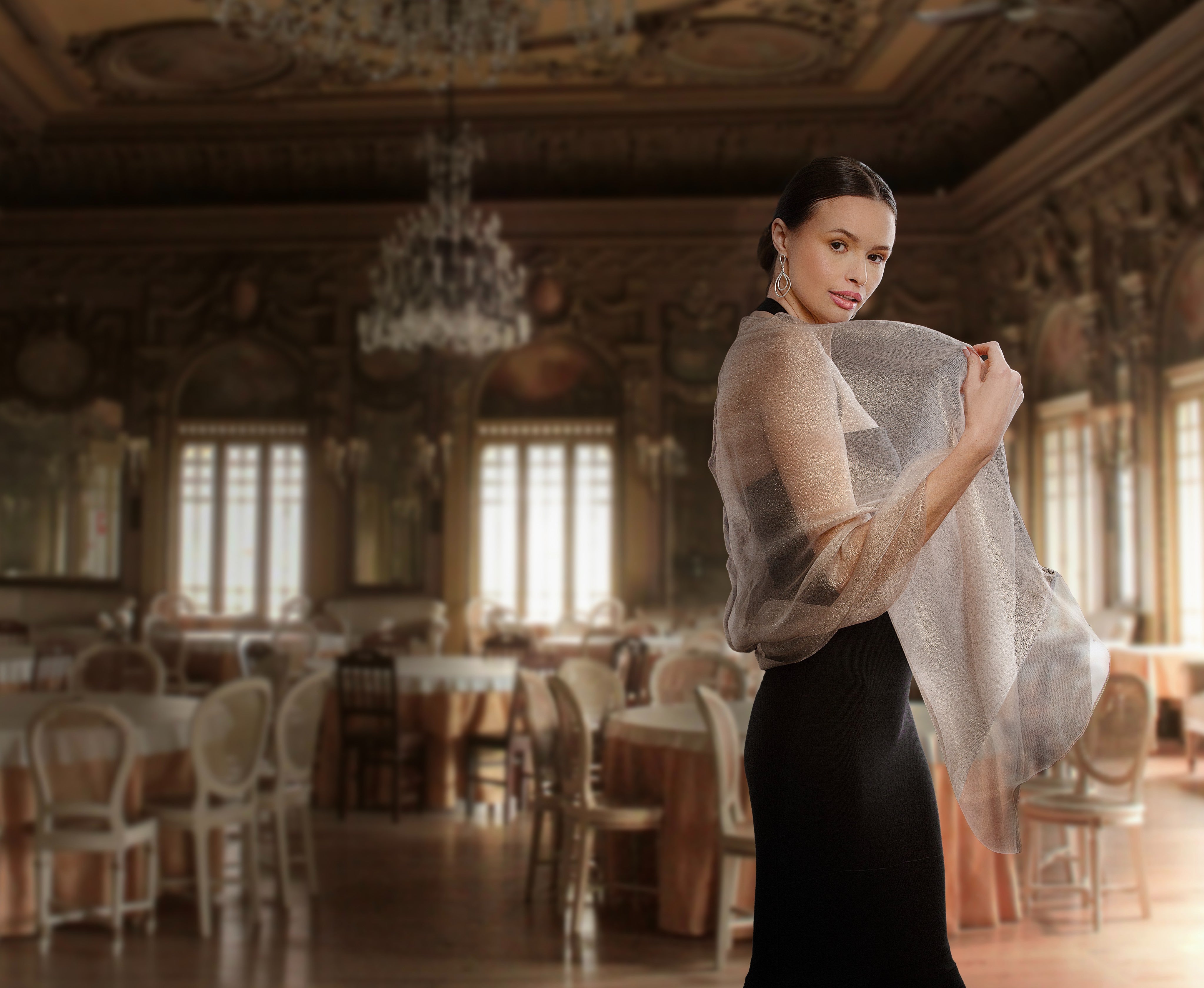 Luxury Silk Scarf for Women - Elegant Glimmer & Shine - Perfect for Parties, Weddings & Special Occasions