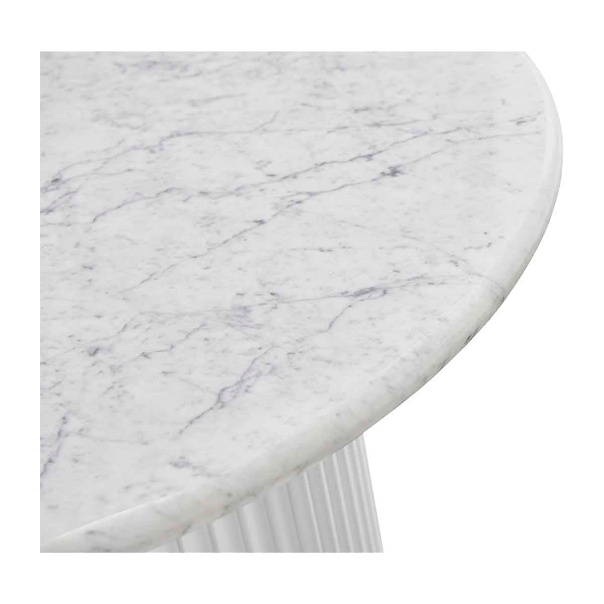 White Oak & Carrara Marble Coffee Table - 33 Inch Modern Round Living Room Center Table for Home Decor & Entertaining