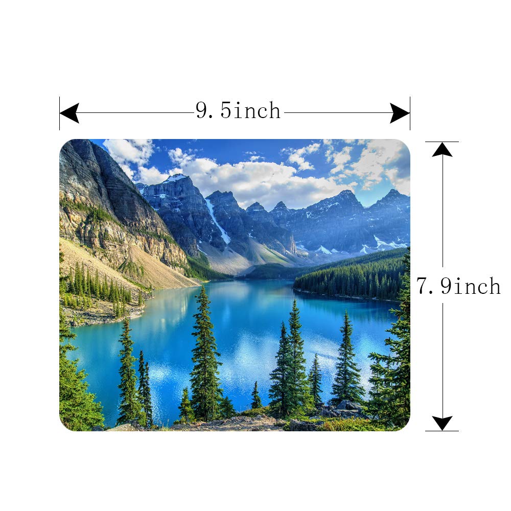 Canadian Rockies Moraine Lake Banff Landscape Gaming Mouse Pad - Non-Slip Rubber Surface for PC, Laptop & Office (9.5x7.9 Inch) - Perfect for Gaming, Work & Home Office Setup
