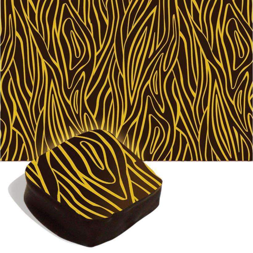 Premium Yellow Bark Chocolate Transfer Sheets for Baking & Decorating - Ideal for Cakes, Cookies, and Desserts