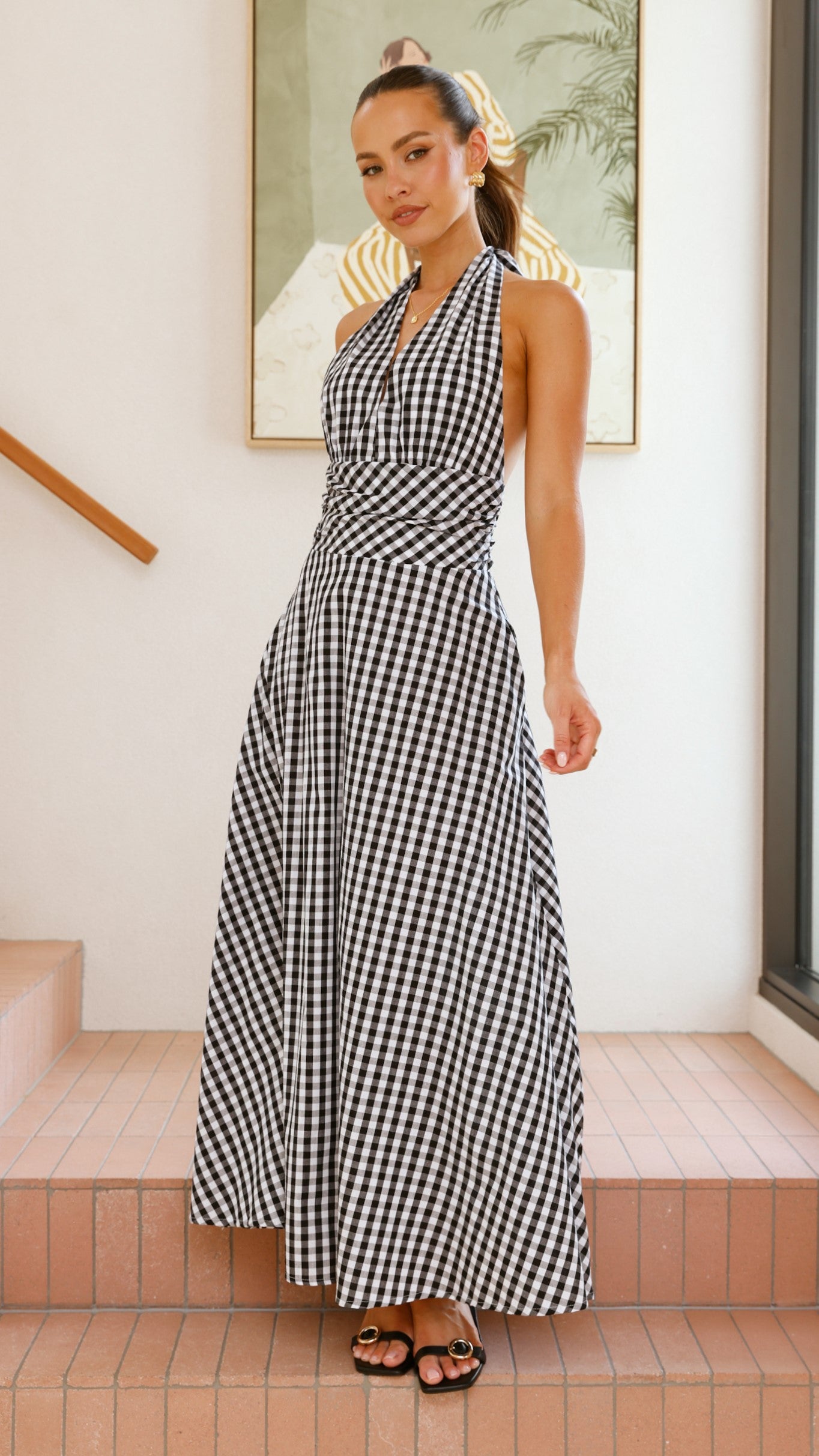 Brydie Halter Maxi Dress - Black Gingham Print Flowy Summer Dress for Women | Beach Cover Up, Vacation Outfit, Boho Chic Fashion