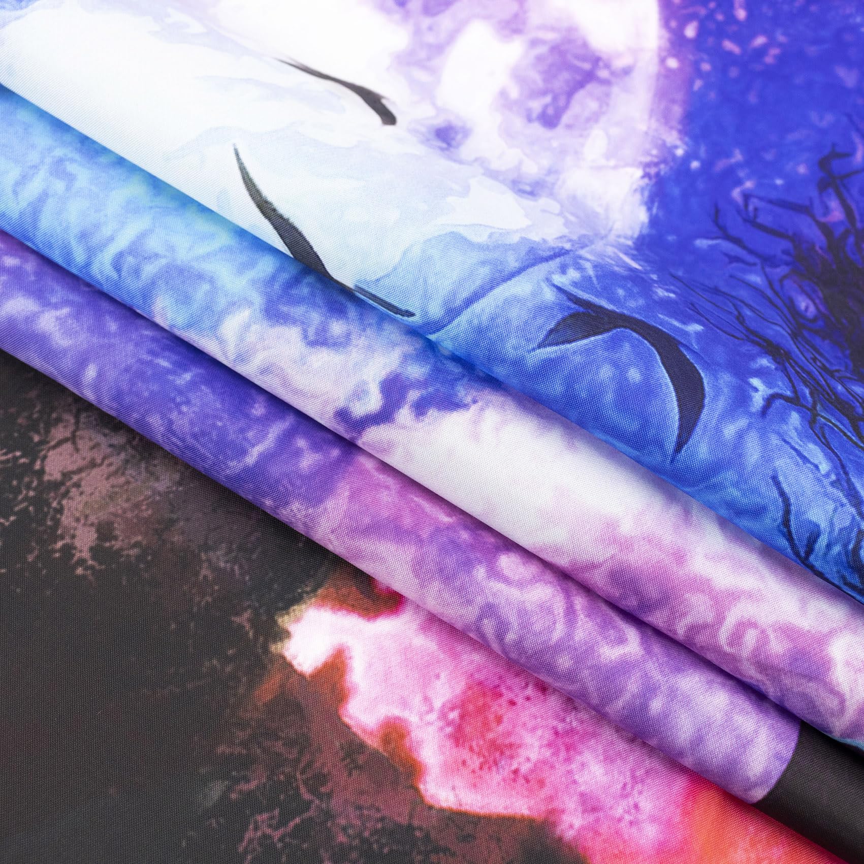 HVEST Wolf Tapestry Purple Blue Psychedelic Starry Sky Moon Mountains Wall Hanging Blanket for Bedroom Living Room Teen Dorm Indie Decor Poster 60x40 Inches, Perfect for Home Office Meditation Space and Cozy Reading Nook