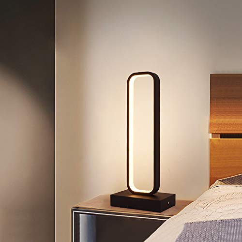 Modern LED Night Lamp - Black Rectangle Bedside Table Light, Aluminum Reading Light with Warm White Glow for Bedroom, Hotel, Office - Perfect for Late-Night Reading & Cozy Ambience