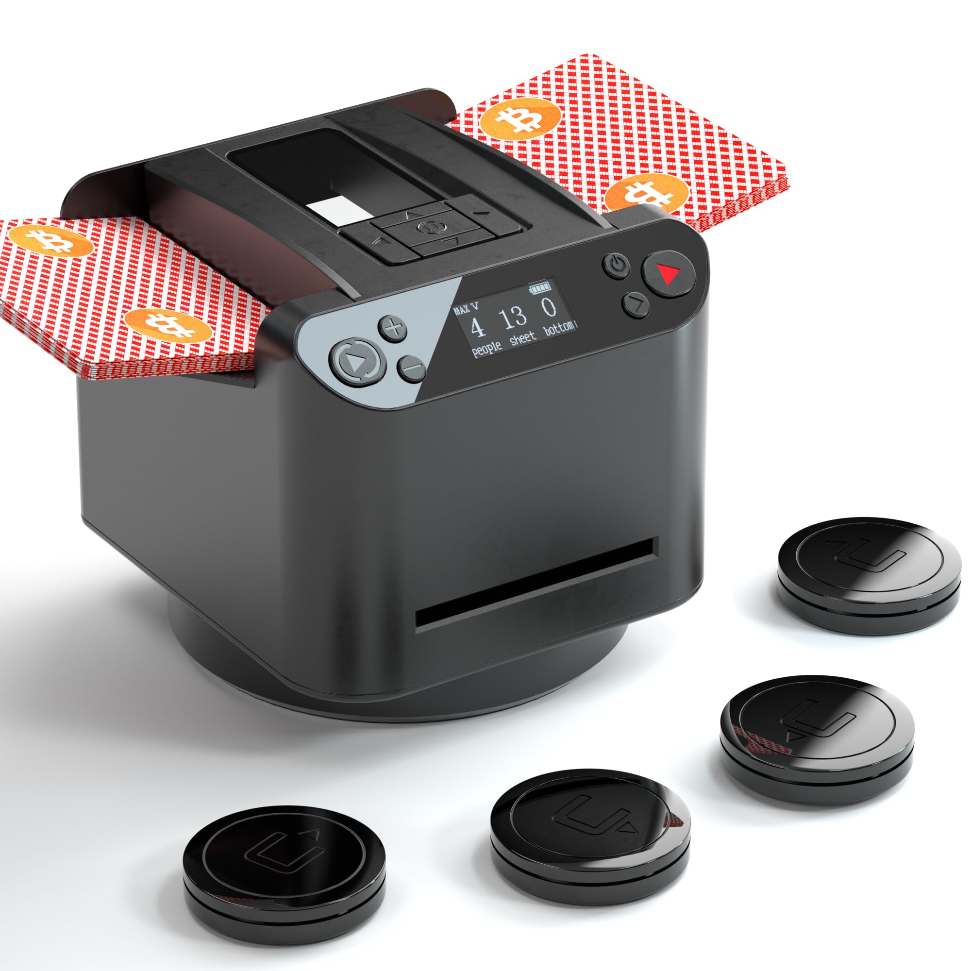 360° Rotating Automatic Card Shuffler & Dealer Machine - Rechargeable, Programmable Black Playing Cards Shuffler & Distributor for Casino Nights, Poker Games & Family Card Parties