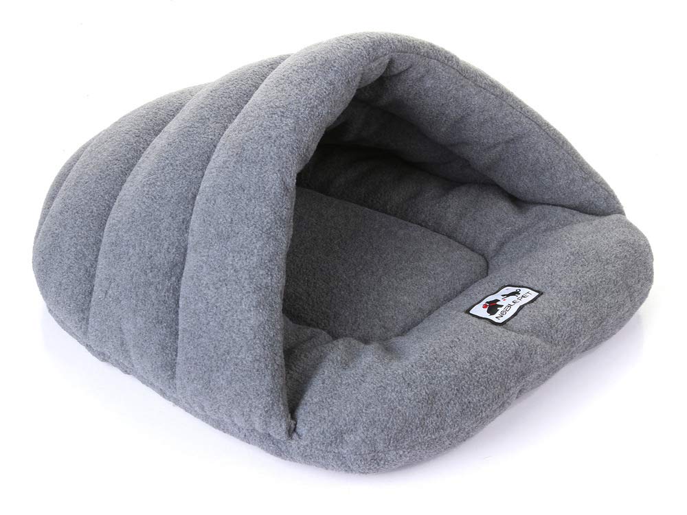 Cozy Pet Sleeping Bag Bed for Small Dogs & Cats - Warm Half-Covered Cushion Mat (19''x15''x2'', Gray) - Perfect for Indoor Sofa, Crate & Winter Nights