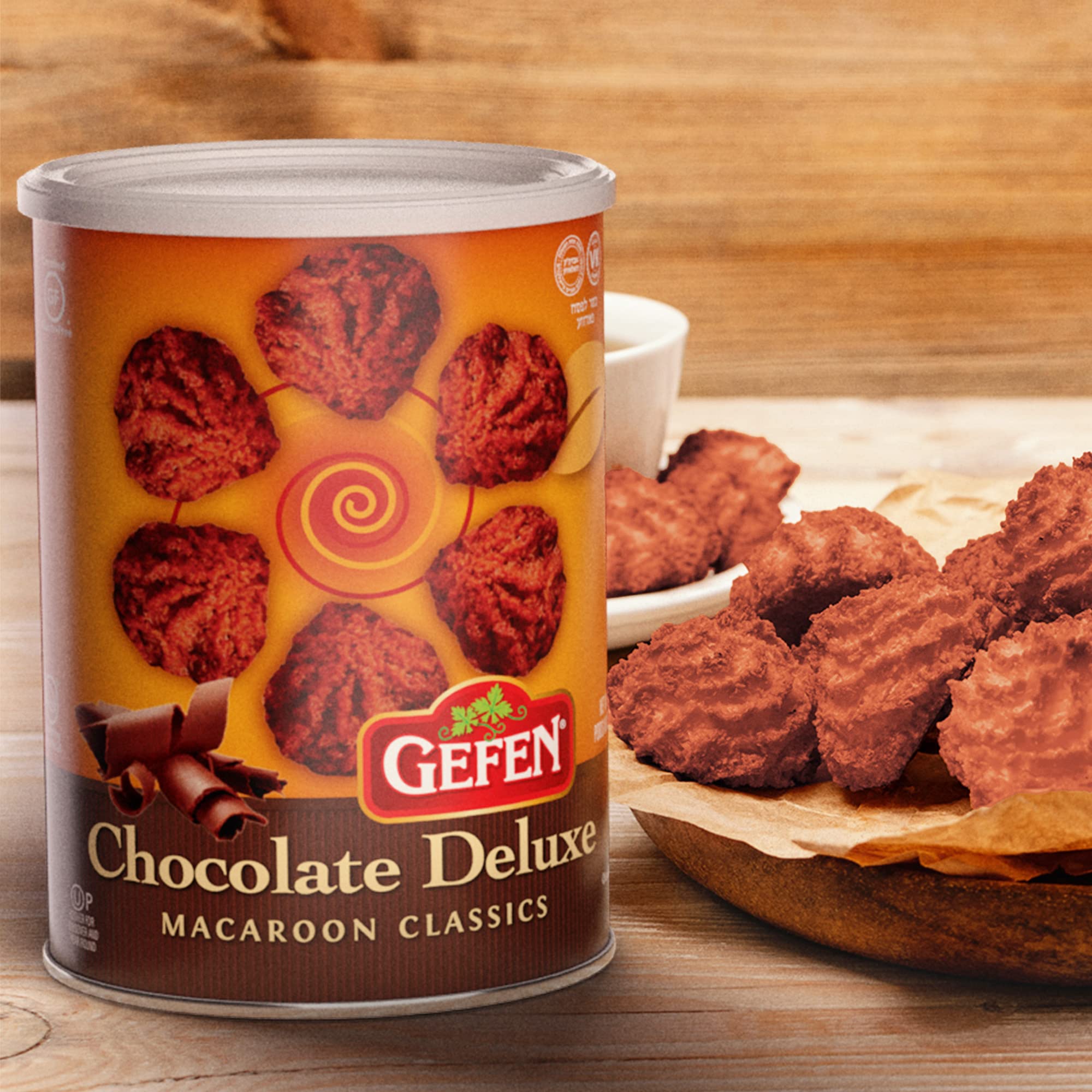 Gefen Chocolate Macaroons, 10 Ounce (2 Pack) | Gluten Free, Kosher Certified, Resealable Container for Freshness | Perfect for Passover Desserts, Holiday Gifts & Snacking