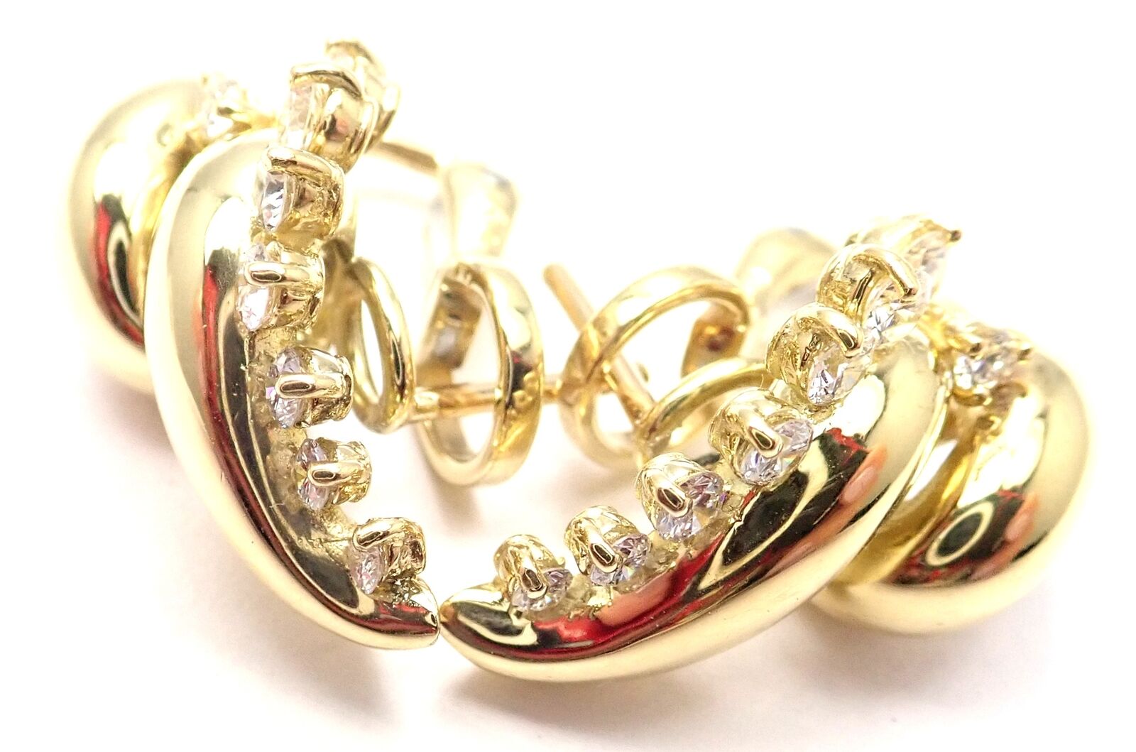 Authentic Tiffany & Co 18k Yellow Gold Diamond Swirl Earrings - Luxury Jewelry for Women, Perfect for Weddings, Anniversaries & Special Occasions