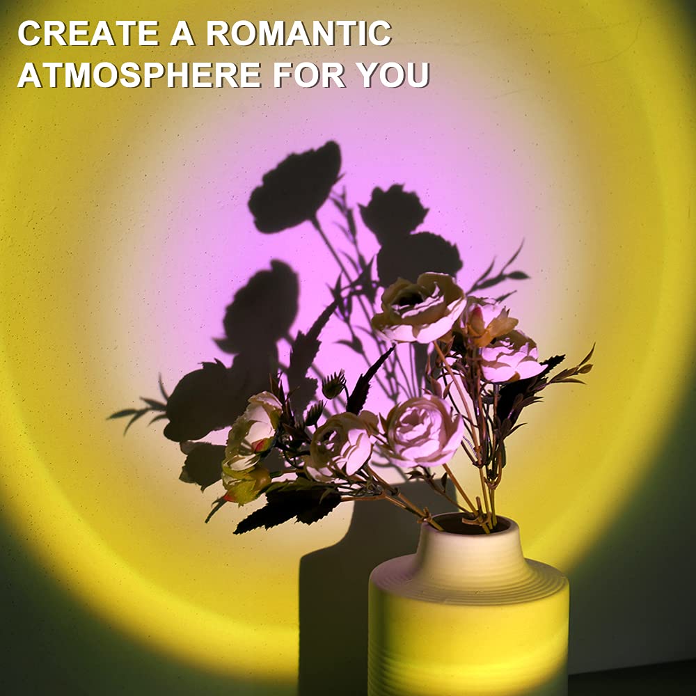 Sidaqi 180° Rotating Sunset Projection Lamp - 3W USB Rechargeable Night Light for Bedroom, Party & Home Decor - Creates Romantic Sunset Ambiance for Relaxation, Meditation and Special Occasions