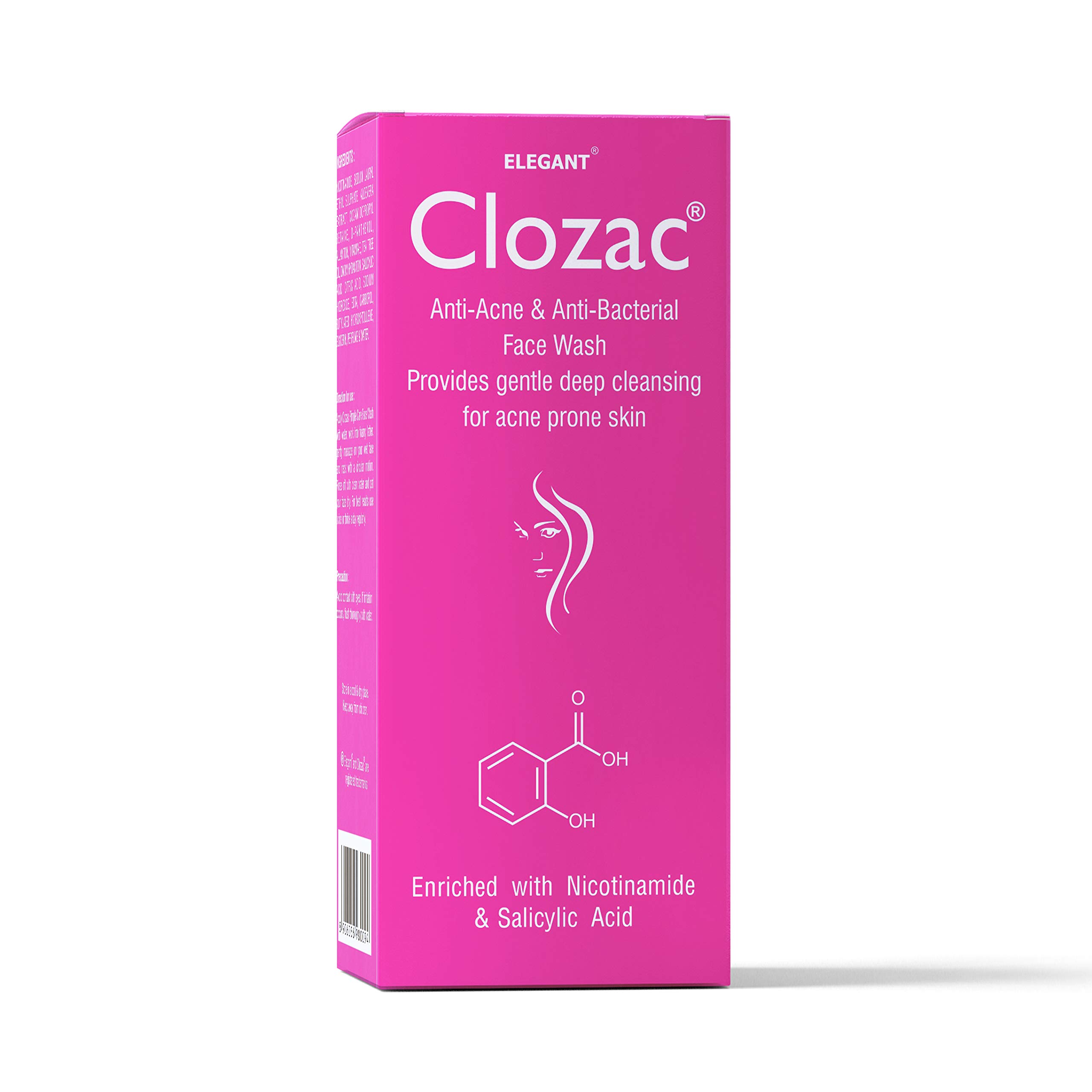 Clozac Anti Acne Face Wash 60ml (Pack of 2) - Tea Tree Oil, Aloe Vera & Vitamin E Acne Treatment Cleanser for Oily & Acne-Prone Skin - Men & Women - Daily Face Wash for Clear & Healthy Skin at Home or Gym