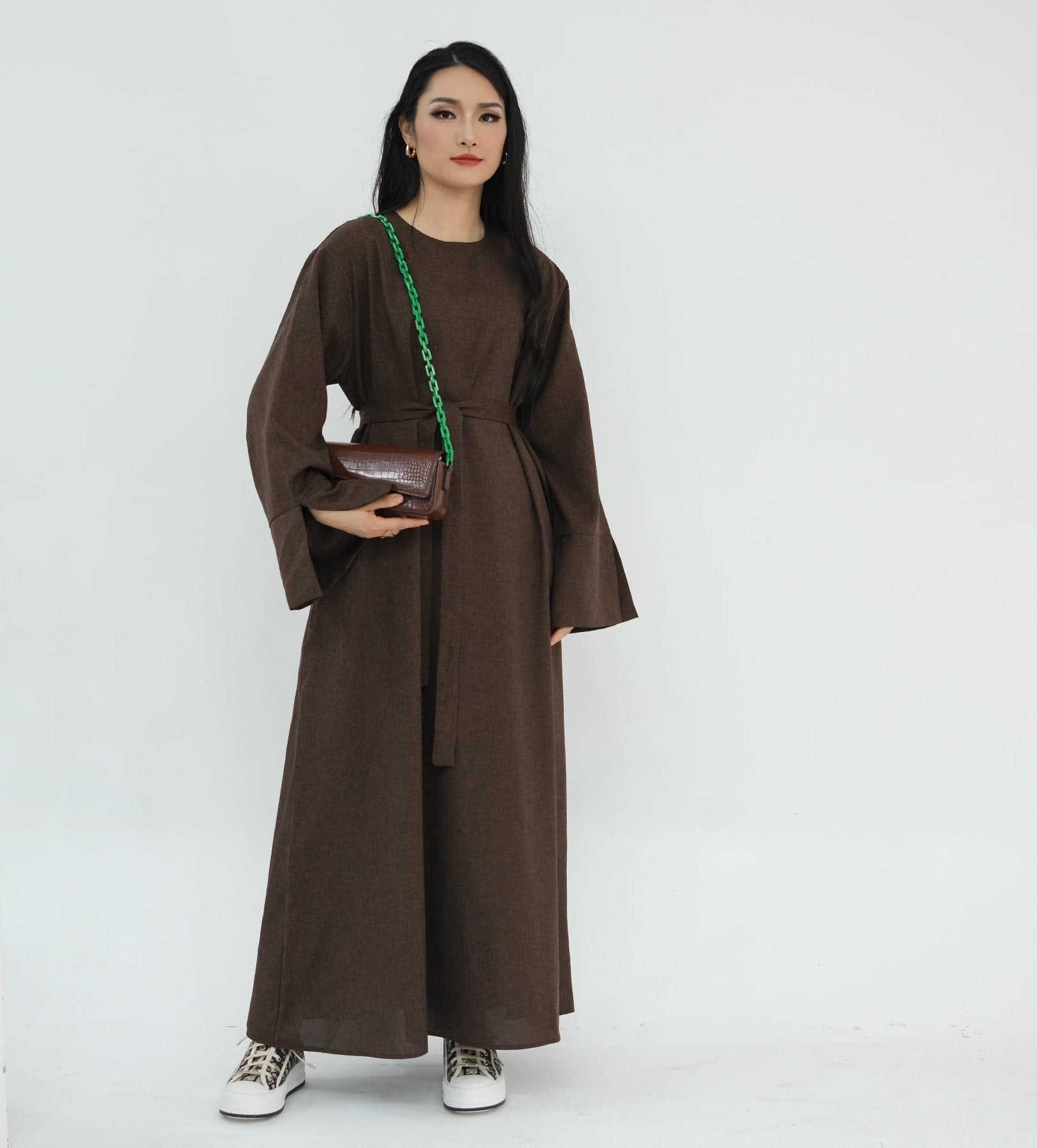 Stylish Heather Everyday Abaya in Brown - Modest Islamic Dress for Women | Perfect for Prayer, Work & Casual Wear