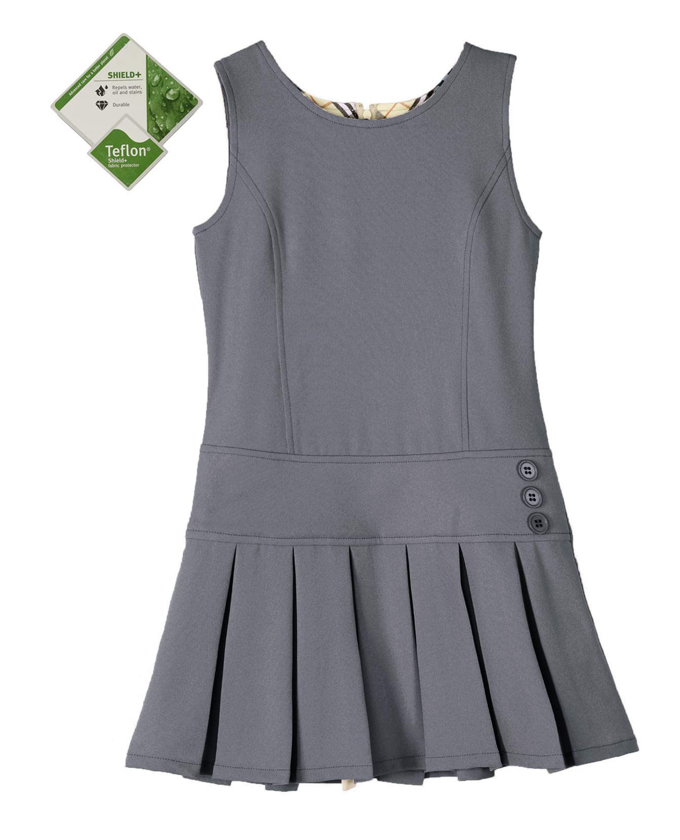 Bienzoe Girls School Uniform Jumper - Stretch Pleated Knee-Length Sleeveless Dress for Kids | Durable & Comfortable School Outfit for Classroom, Church & Special Occasions