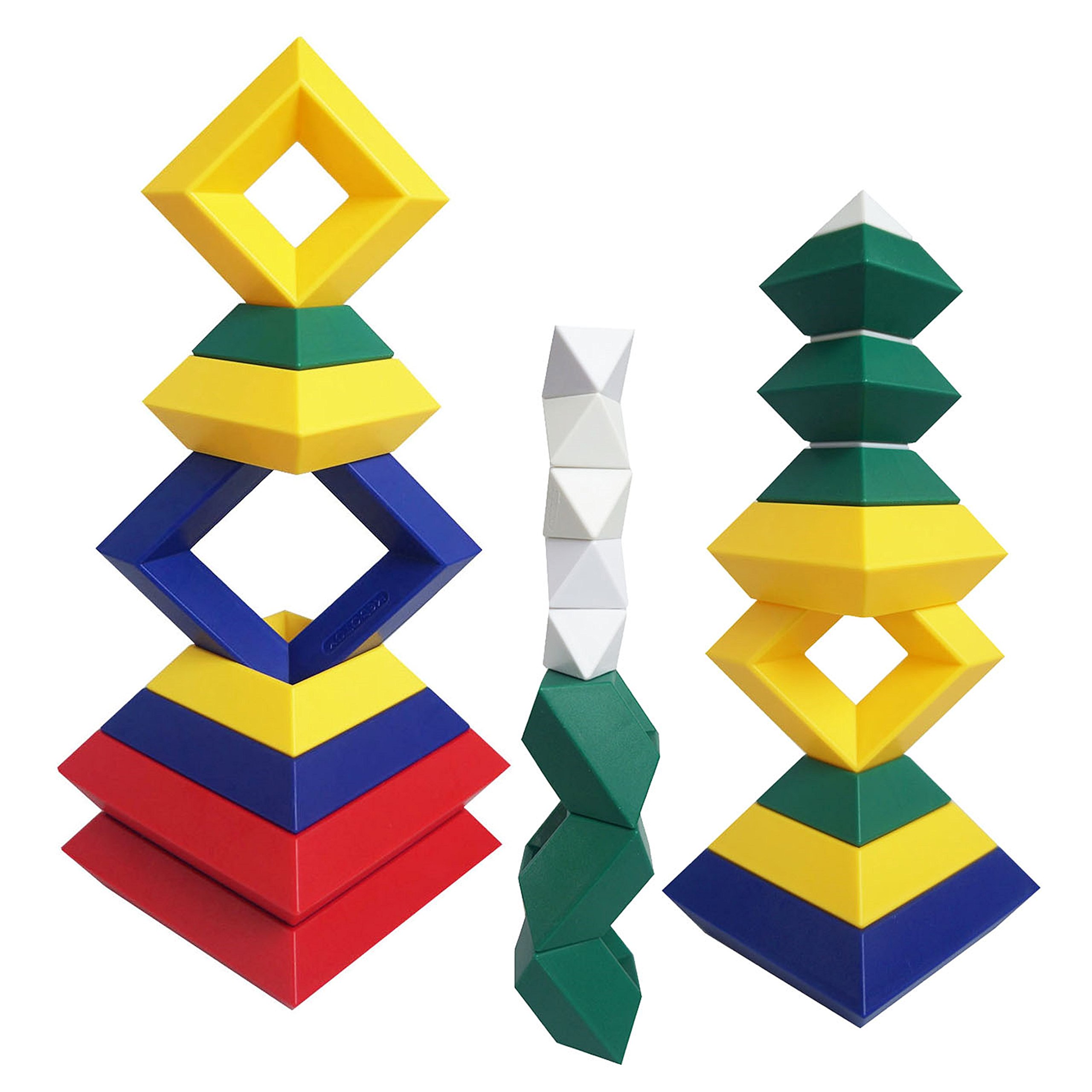 3D Pyramid Stacking Toy Building Blocks - Brain Teaser Puzzle for Kids & Adults - Creative Preschool Learning STEM Toys - Toddler Building Blocks for 3+ Year Old Boys & Girls - Perfect for Classroom, Birthday Gifts & Family Game Night