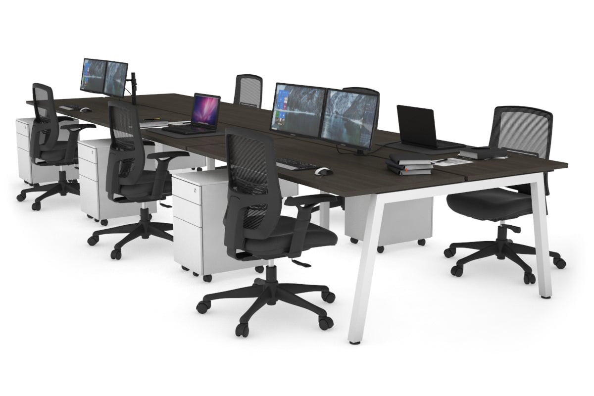 Quadro 6-Person Office Workstation Desk - 1600L x 700W Dimensions - Perfect for Team Collaboration, Conference Rooms & Open Office Spaces