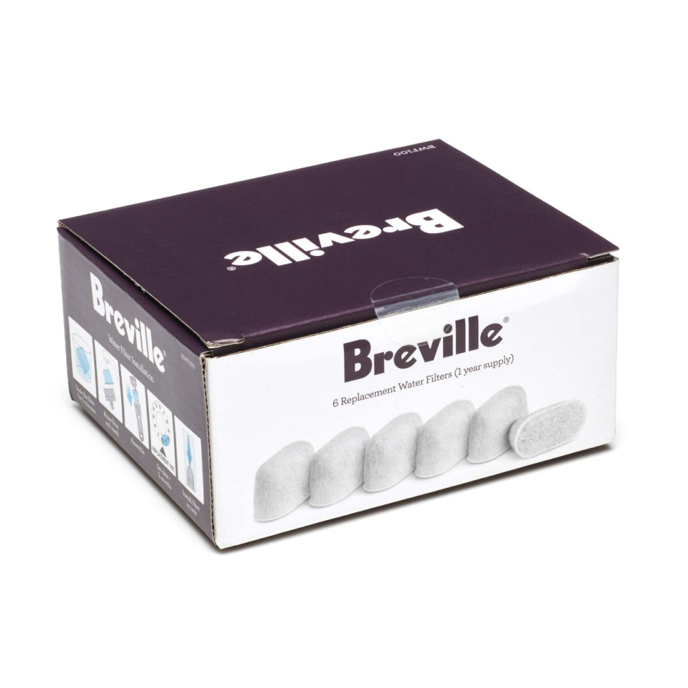 Breville BWF100 6-Piece Water Filter Replacement Cartridge Set | High-Performance Filtration for Coffee Makers & Appliances | Clean, Fresh-Tasting Water for Home & Office Use