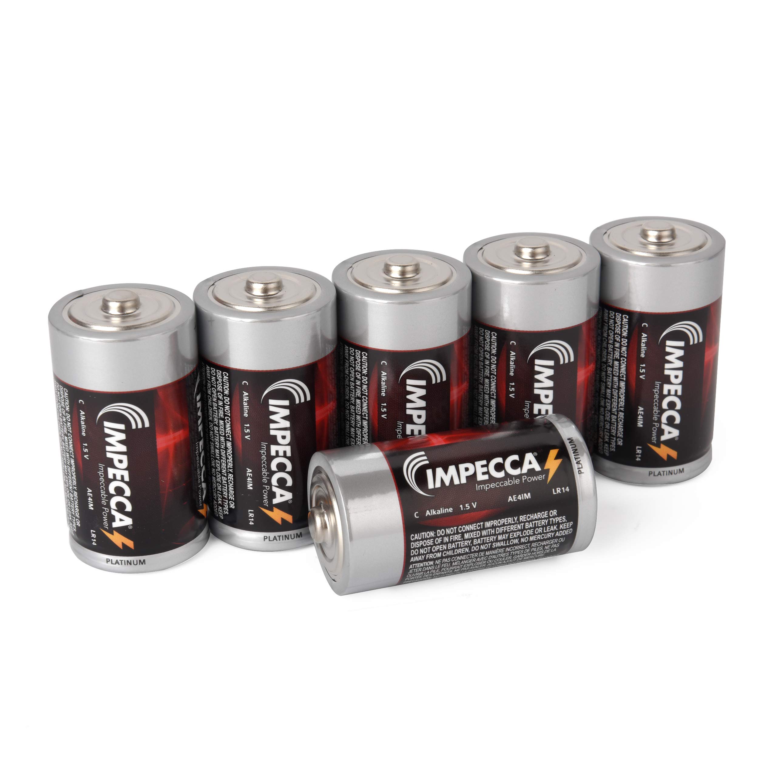 Premium Impecca C Batteries - 12 Pack Alkaline C Cell 1.5V Long Lasting Power with 10-Year Shelf Life | Leakproof & Reliable for Flashlights, Toys, Clocks & Emergency Devices (Platinum Series)