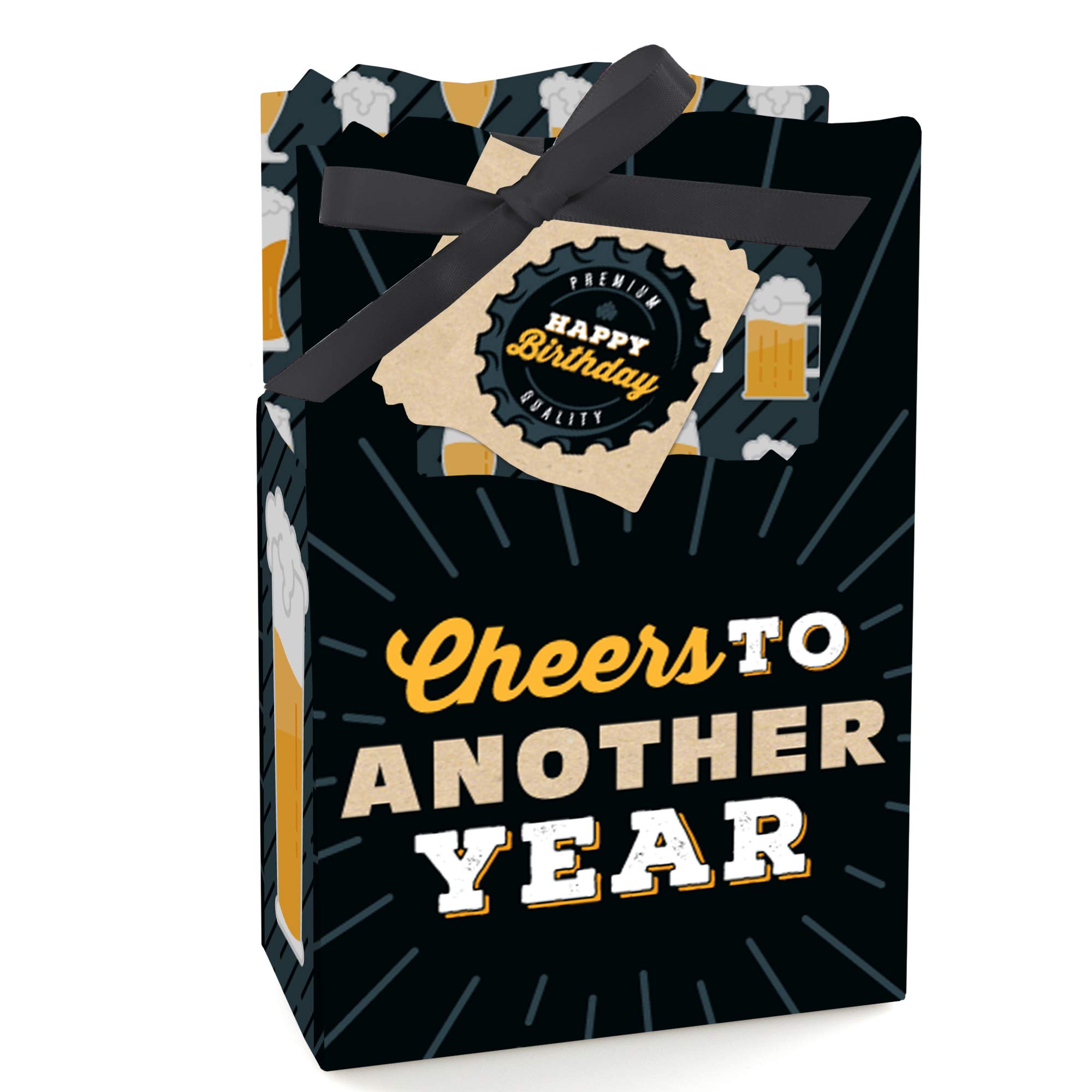 Cheers & Beers Happy Birthday Party Favor Boxes - Set of 12 Colorful Gift Boxes for Birthday Celebrations, Bachelor Parties & Adult Gatherings
