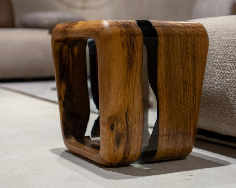 Modern Resin Side Table with Magazine Holder - Stylish Wooden Stool for Living Room, Bedroom & Patio Furniture Decor