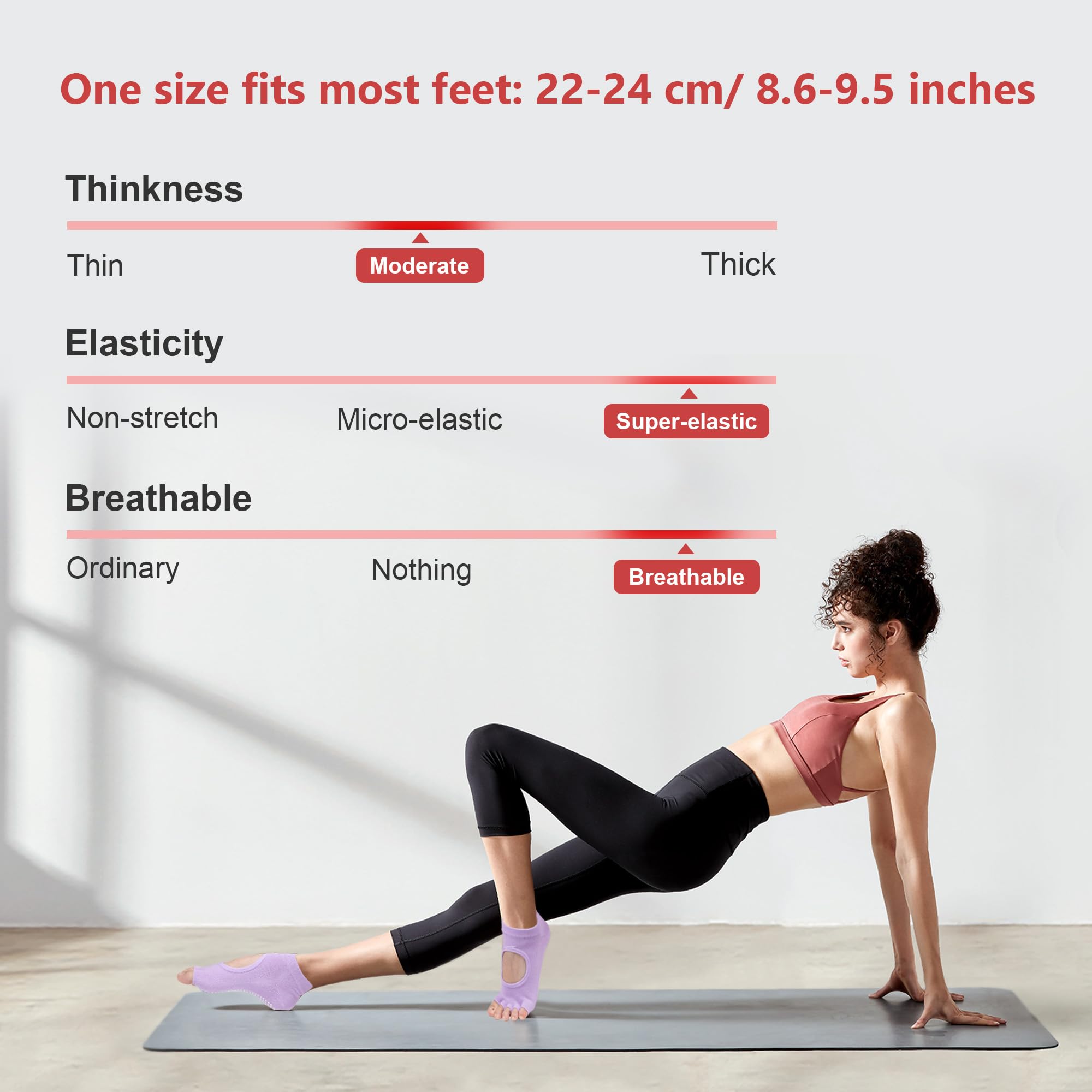 Non-Slip Pilates Socks for Women - Yoga & Workout Grip Socks