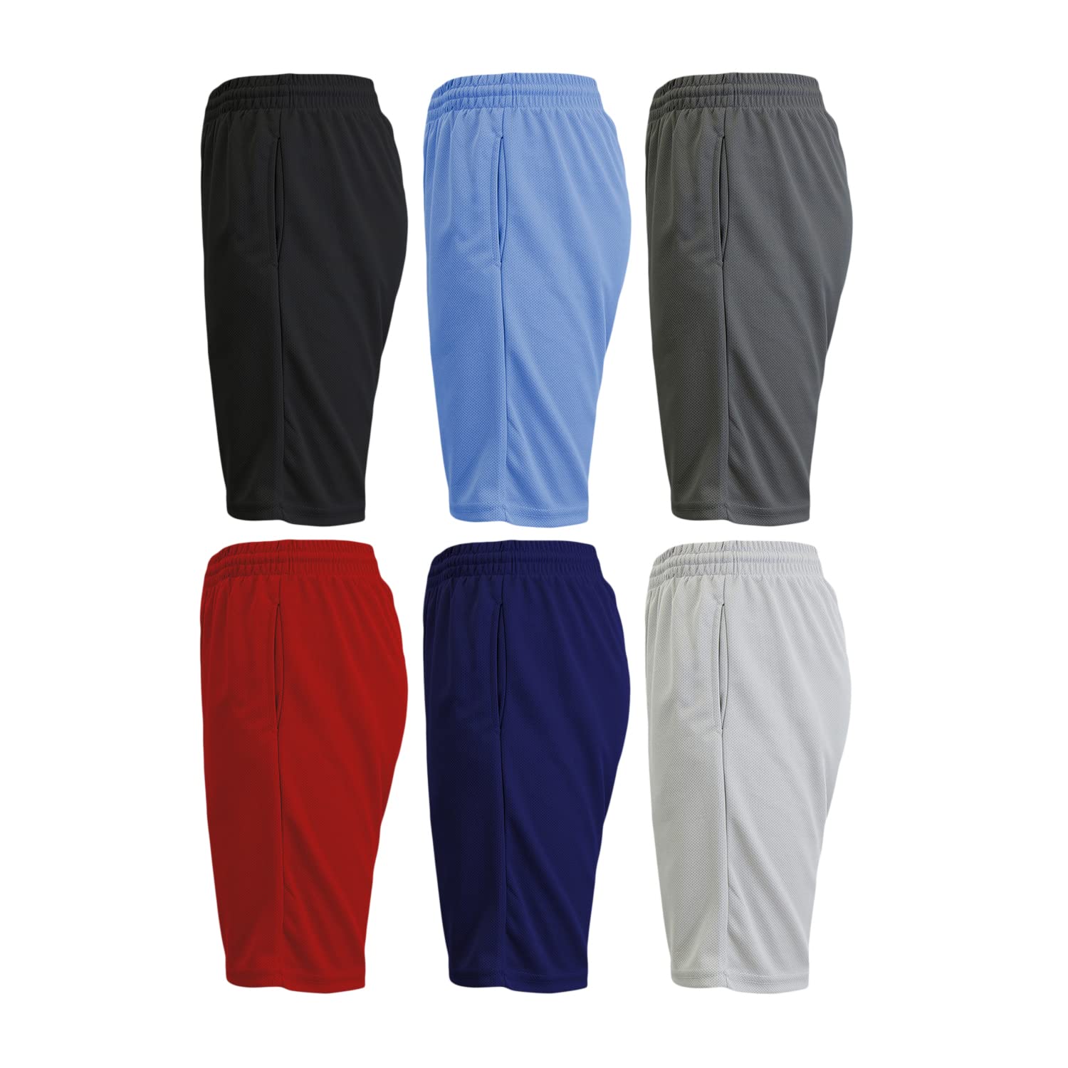 Harvic Men's Quick Dry Mesh Athletic Shorts with Pockets - 6 Pack Performance Workout Shorts for Running, Gym & Outdoor Sports