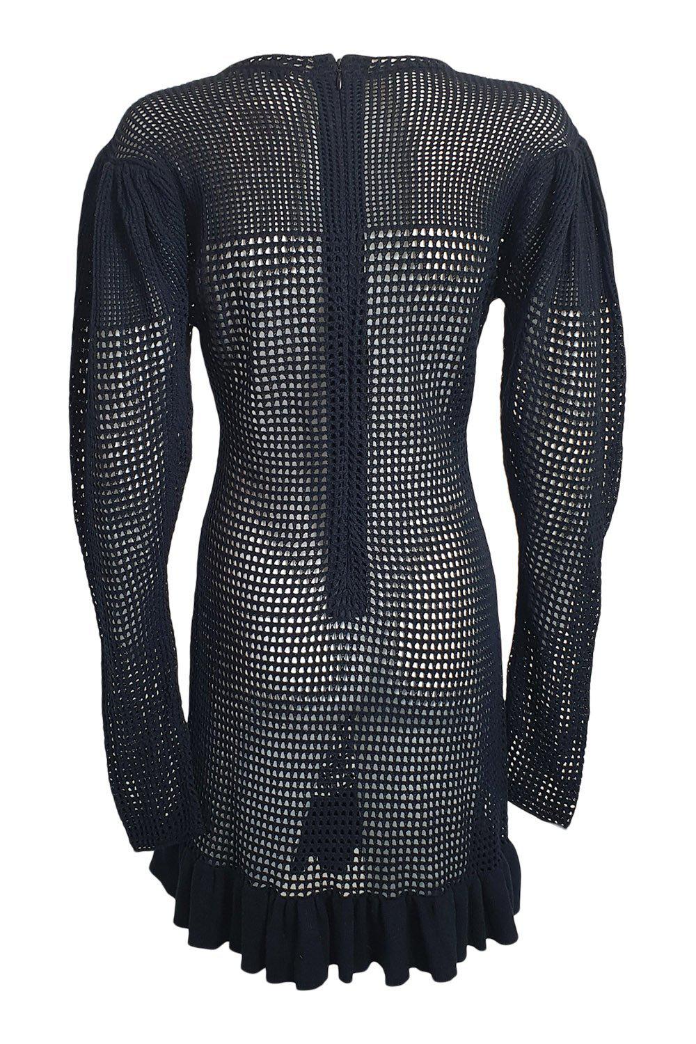 ATOIR Black Cotton Crochet Long Sleeve Mini Dress - A Star Is Born Inspired Fashion (UK 10) | Perfect for Concerts, Date Nights & Boho Parties
