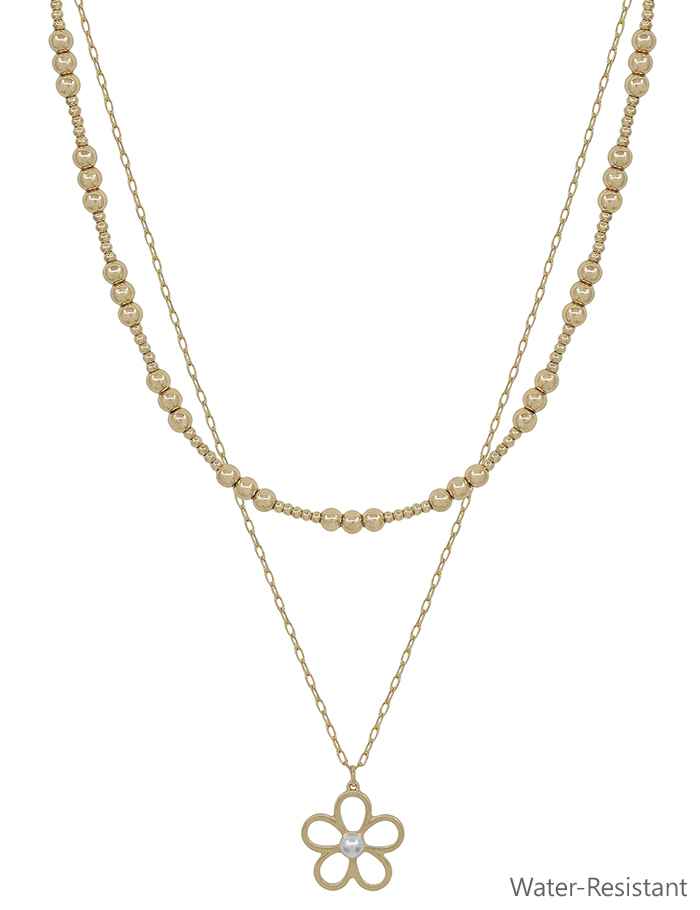 Elegant Beaded Pearl Open Flower Necklace for Women - Boho Chic Jewelry for Weddings, Parties & Special Occasions