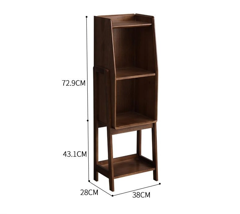 Walnut three-story bookshelf