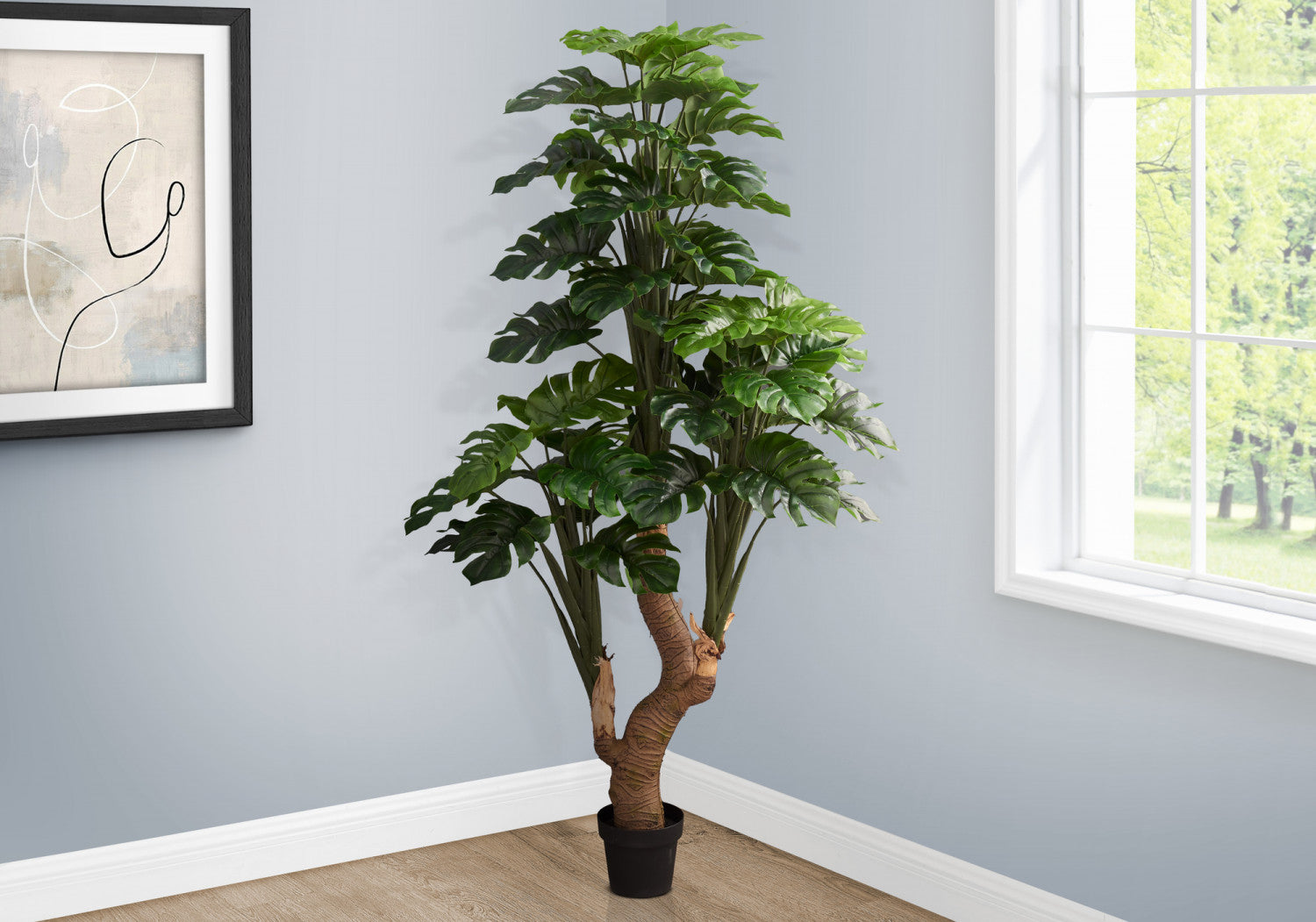 83 Monstera Deliciosa Plant with 8-Inch Black Pot - Large Indoor Houseplant for Home Decor, Office, Living Room & Bedroom
