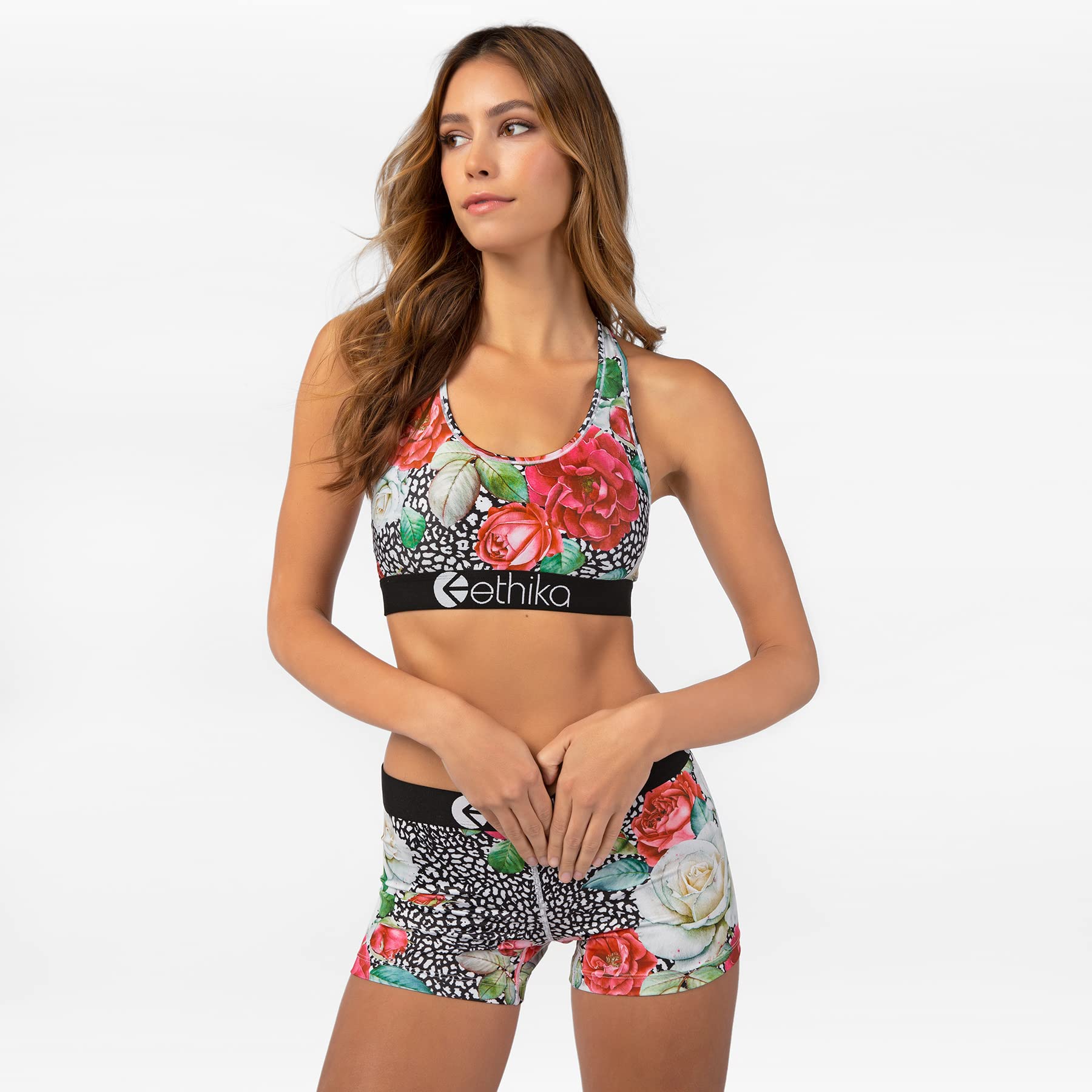 Ethika Women's Sports Bra - Wild Rose Print | High Support Workout Top for Running, Yoga & Gym | Comfortable & Breathable Activewear