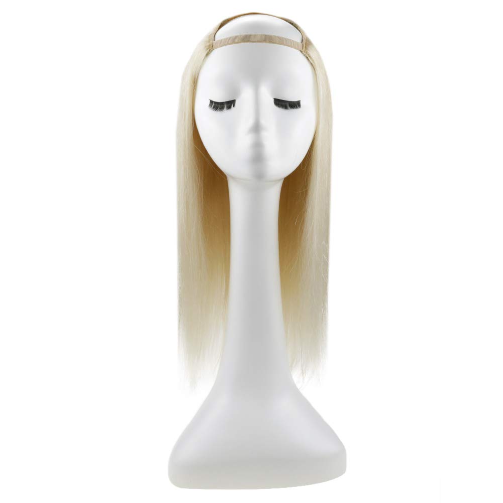 Full Shine U-Part Human Hair Wig - 18Inch Straight Platinum Blonde Real Human Hair U-Shape Wig (150Grams) for Women - Perfect for Daily Wear, Parties & Special Occasions