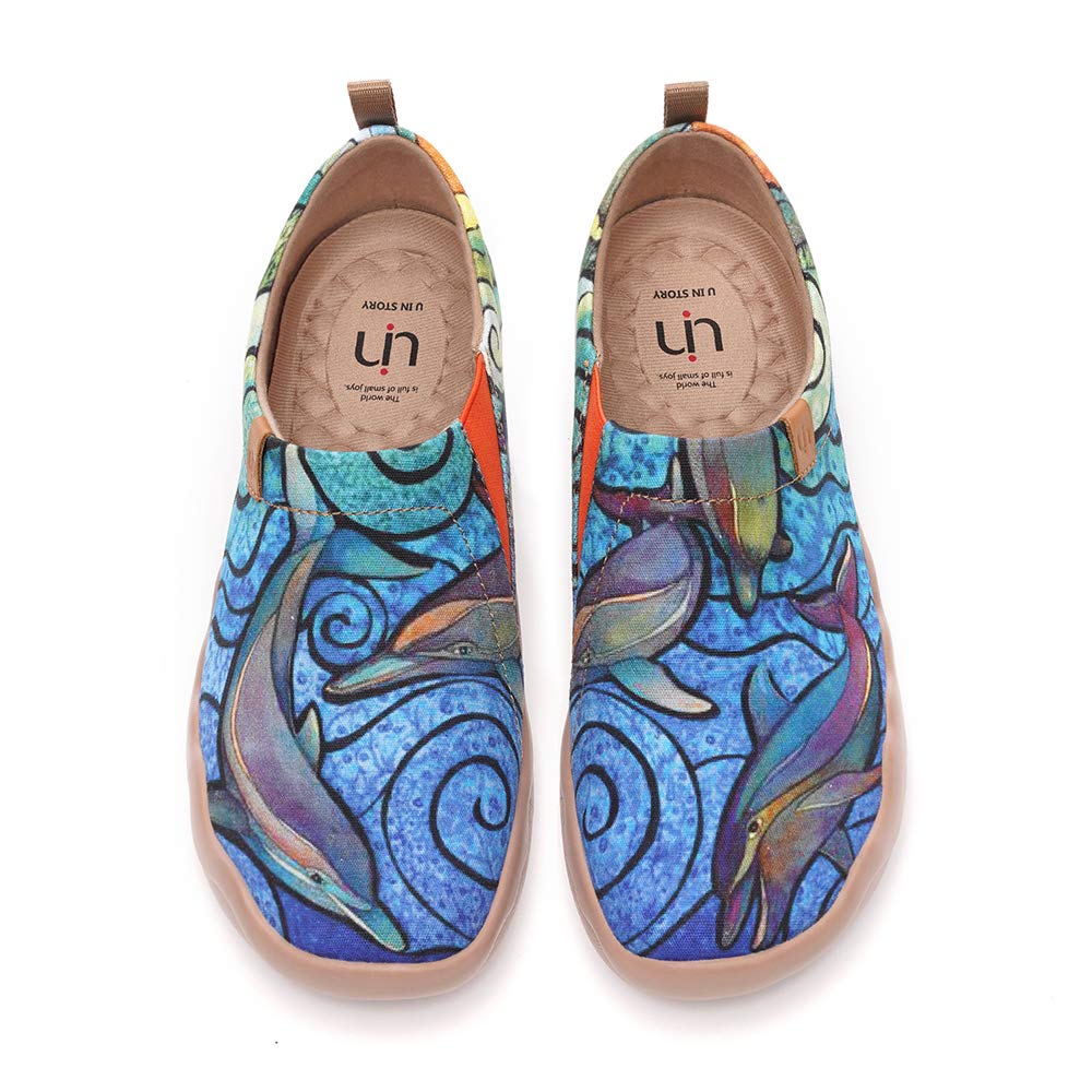 UIN Women's Slip On Sneakers - Comfortable Knit Loafers with Artistic Painting | Soft Walking Shoes for Casual Wear, Travel & Everyday Use