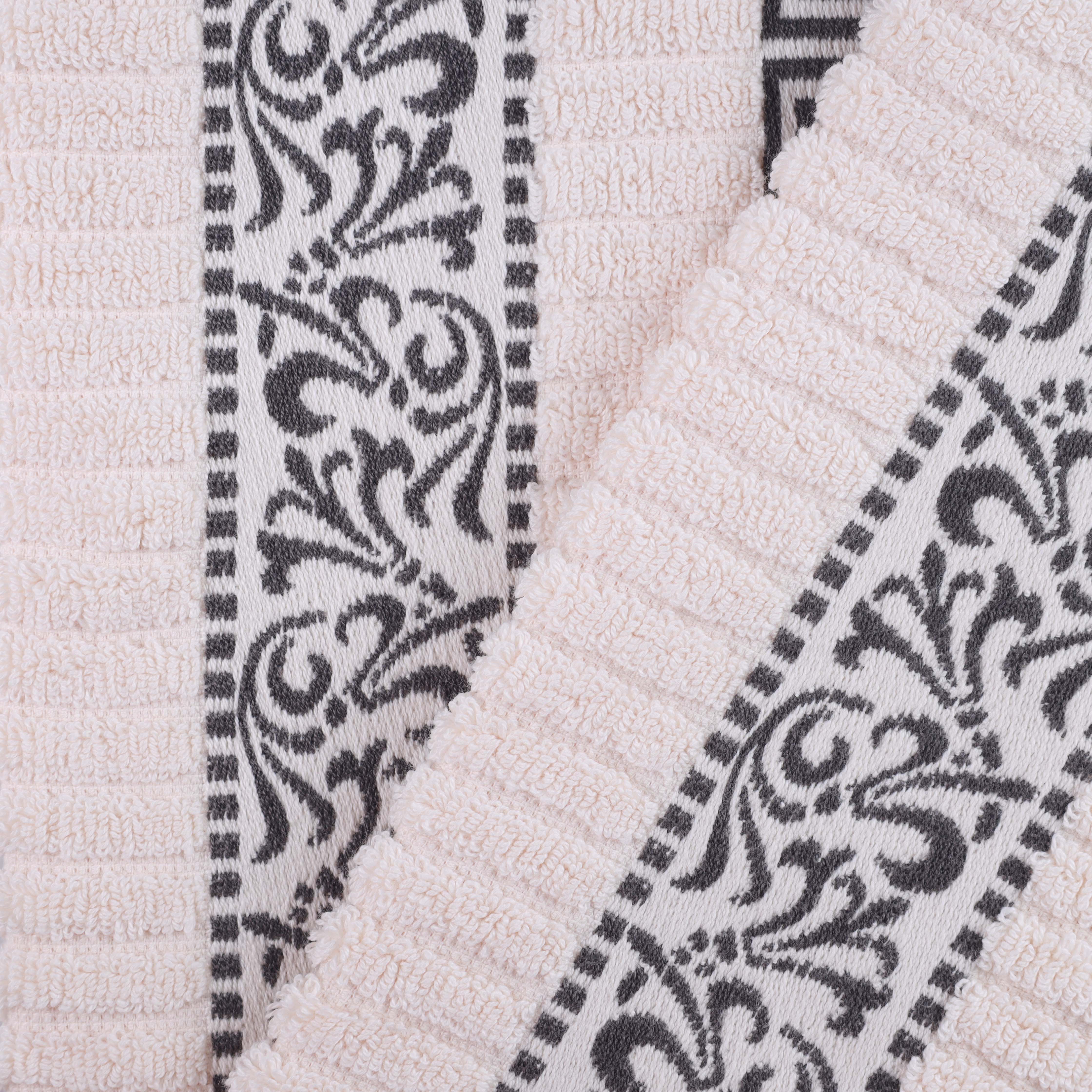 Premium Athens Cotton Greek Scroll & Floral 4-Piece Bath Towel Set - Soft & Absorbent for Spa, Bathroom & Guest Room Decor