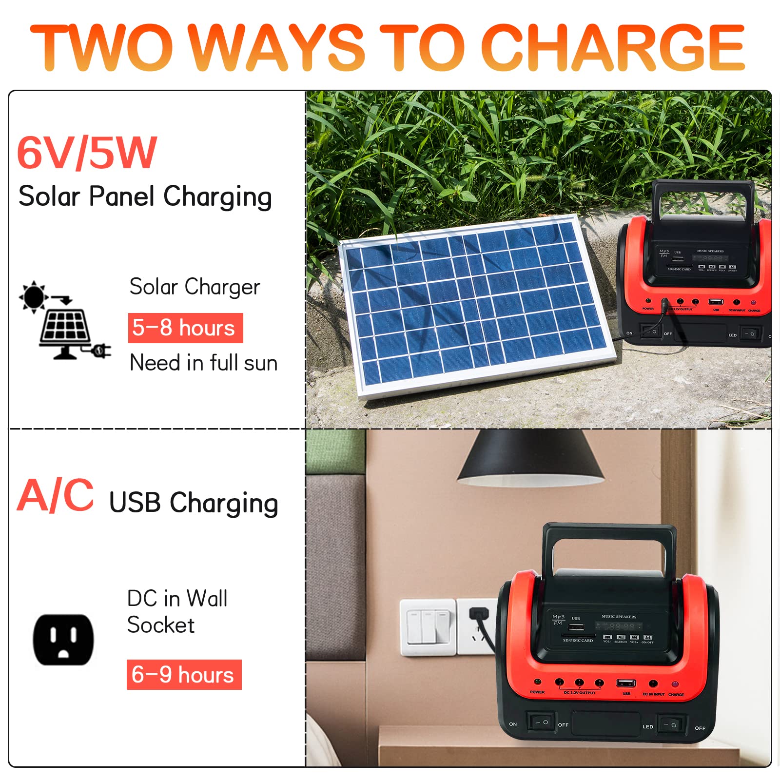 Portable Solar Generator with Solar Panel - 300W LiFePO4 Battery Power Station, USB/DC Outlets, LED Flashlight for Camping, Emergency & Outdoor Activities | Quiet, Lightweight & Eco-Friendly