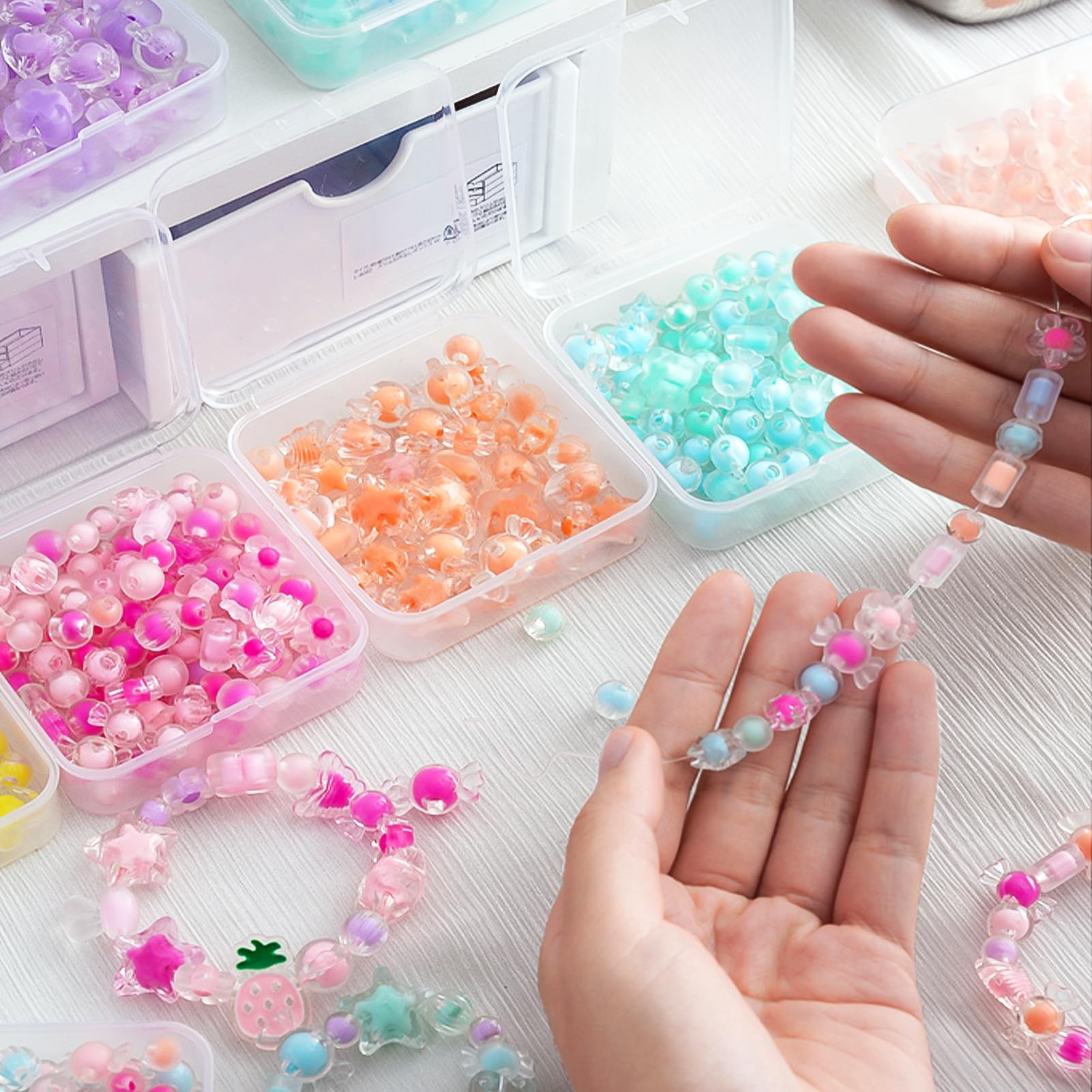 DILIBRA 92 Pcs Bead Organizer Box Set - Clear Plastic Storage Containers with Hinged Lids for Beads, Jewelry Making, Diamond Painting & DIY Crafts - Perfect for Craft Rooms, Travel & Home Organization