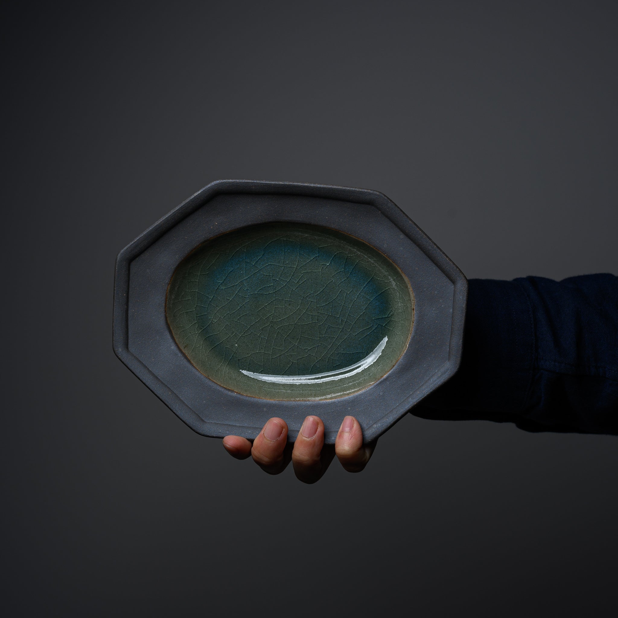 Wakasama Kiln Handcrafted Jade Octagon Plate - 19cm Ceramic Dish for Sushi, Appetizers & Home Decor | Japanese Pottery Art