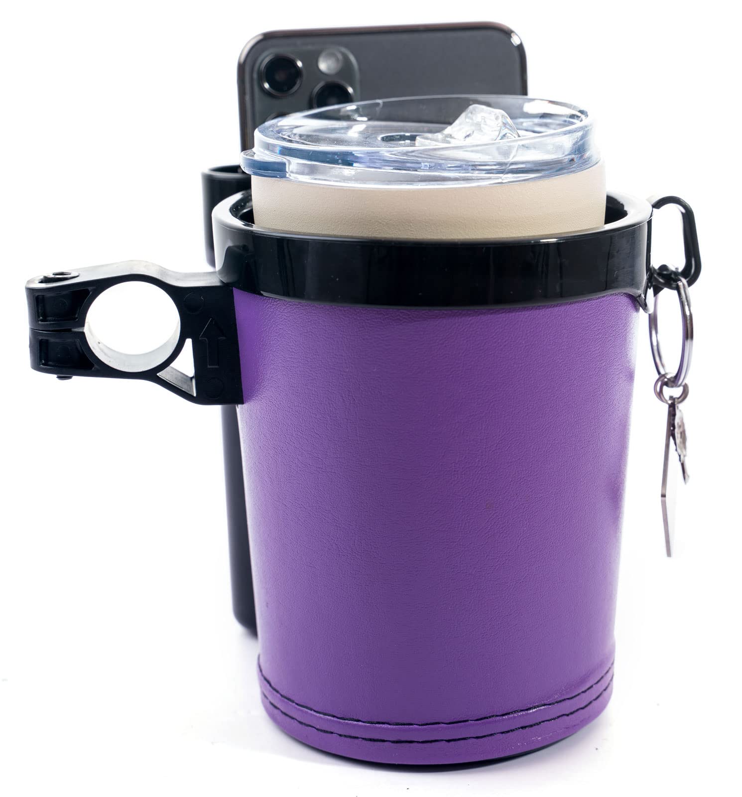 **Universal Bike Cup Holder & Phone Mount - Adjustable Handlebar Accessory for Bicycle, Motorcycle, Scooter, Boat - Purple (Perfect for Commuting, Outdoor Adventures & Water Sports)**