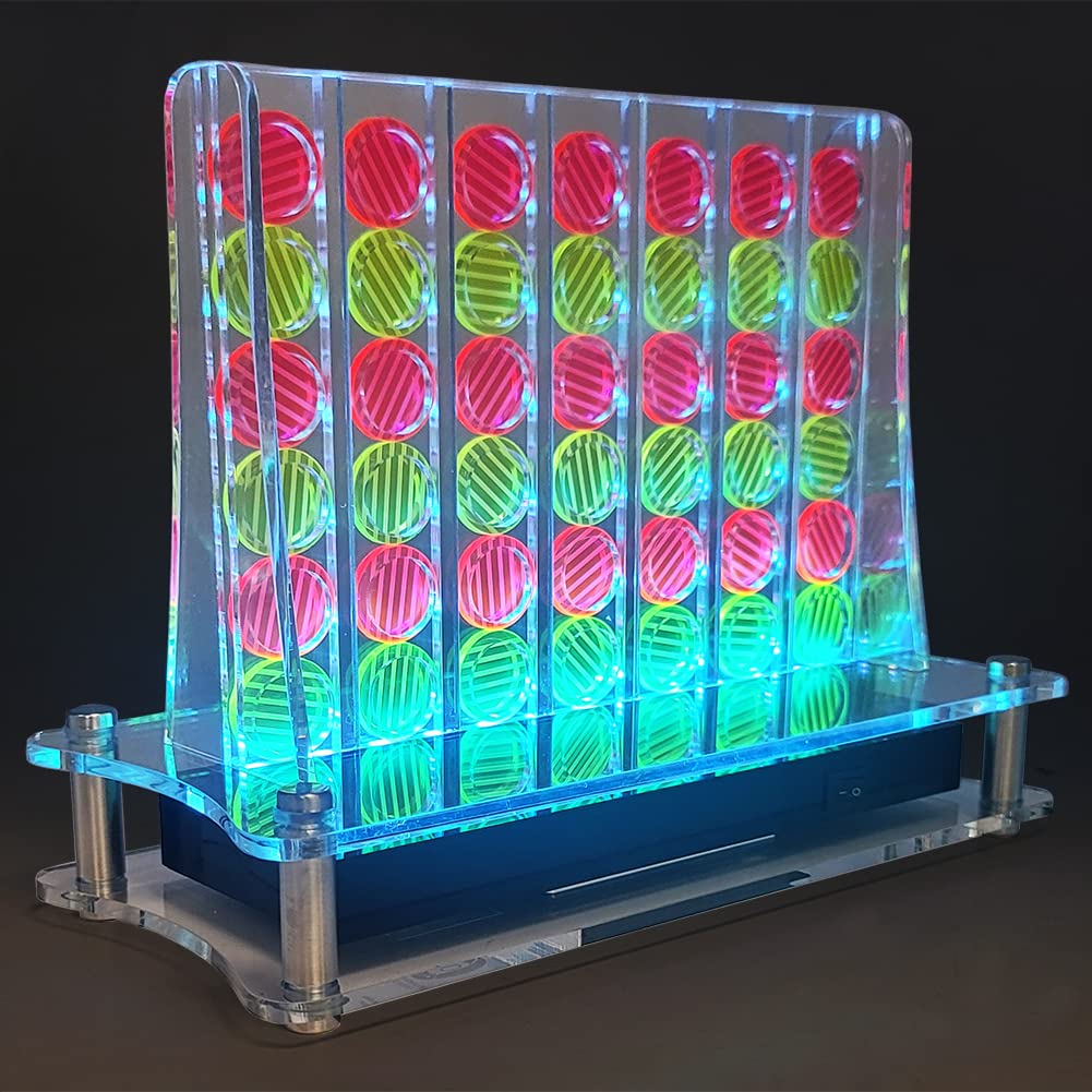 OnDisplay Luxe Glowing Acrylic Four In a Row Game with LED Lights & Remote Control - Pink & Yellow - Fun Family Board Game for Parties, Game Nights & Home Decor