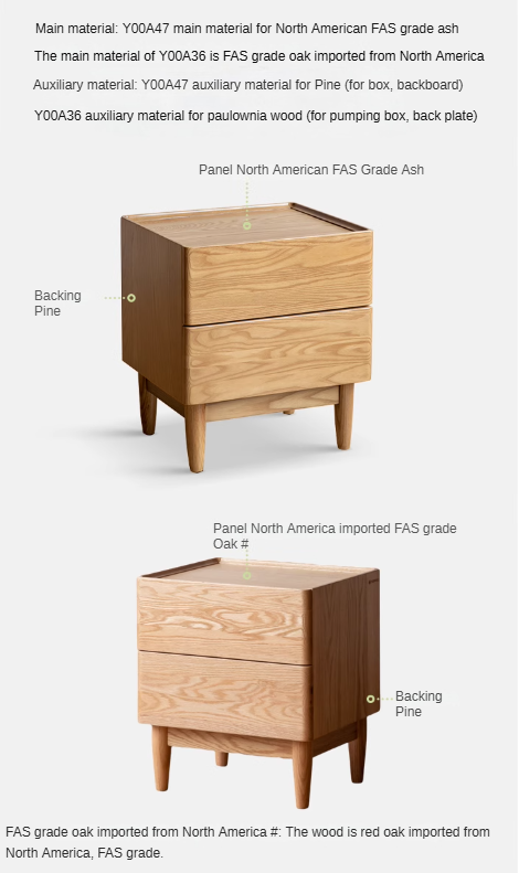 Solid Oak and Ash Wood White Wax Nightstand - Small Bedside Table for Bedroom, Living Room, or Nursery | Rustic Modern Home Decor